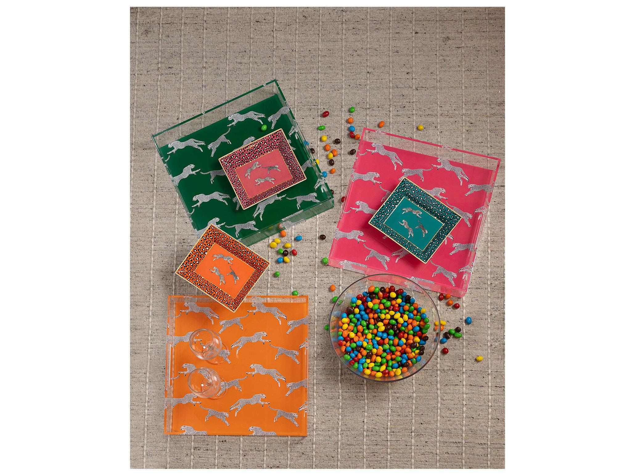 Port 68 Leaping Cheetah Pink Acrylic Tray