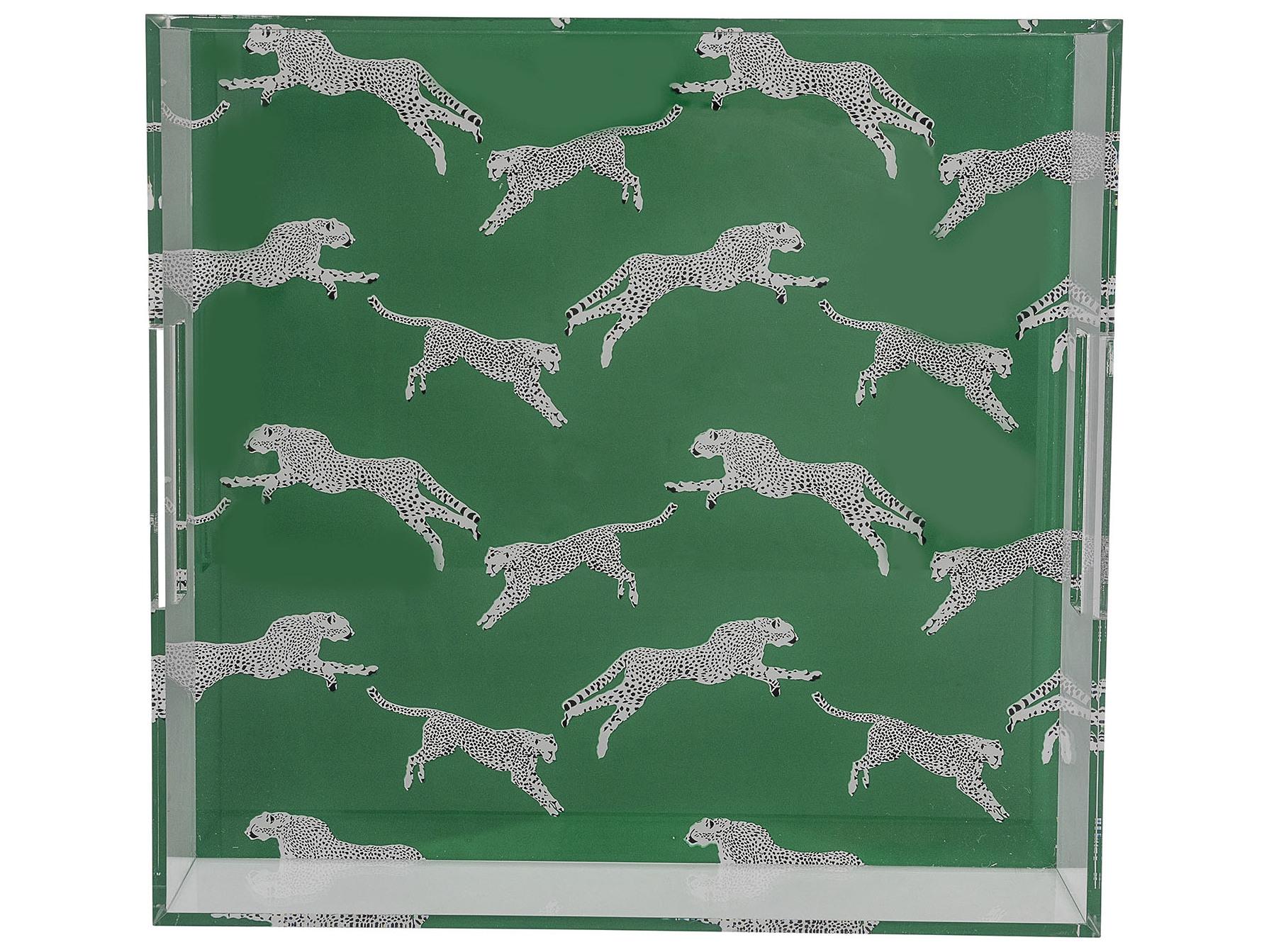 Port 68 Leaping Cheetah Teal Acrylic Tray