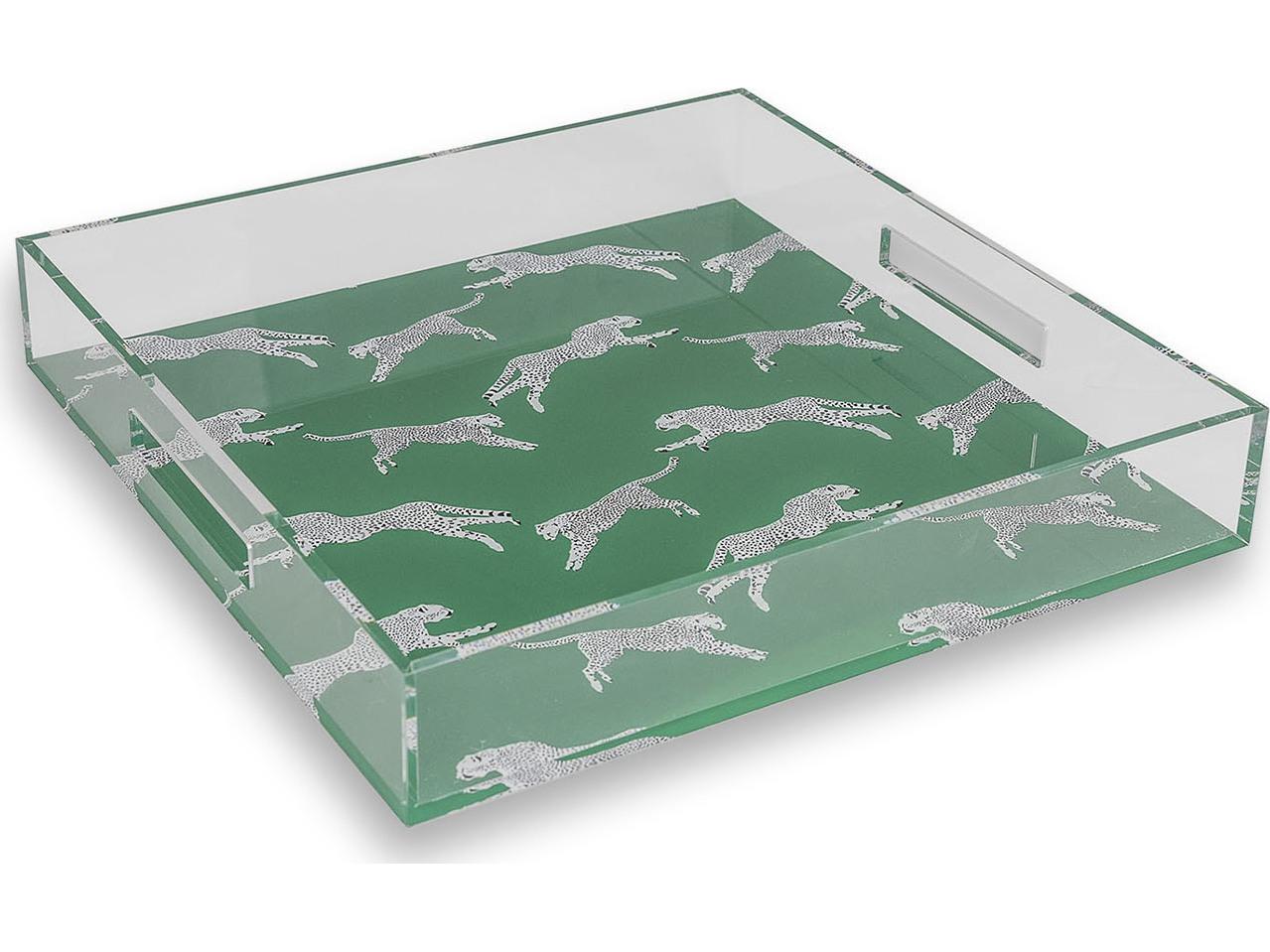 Port 68 Leaping Cheetah Teal Acrylic Tray