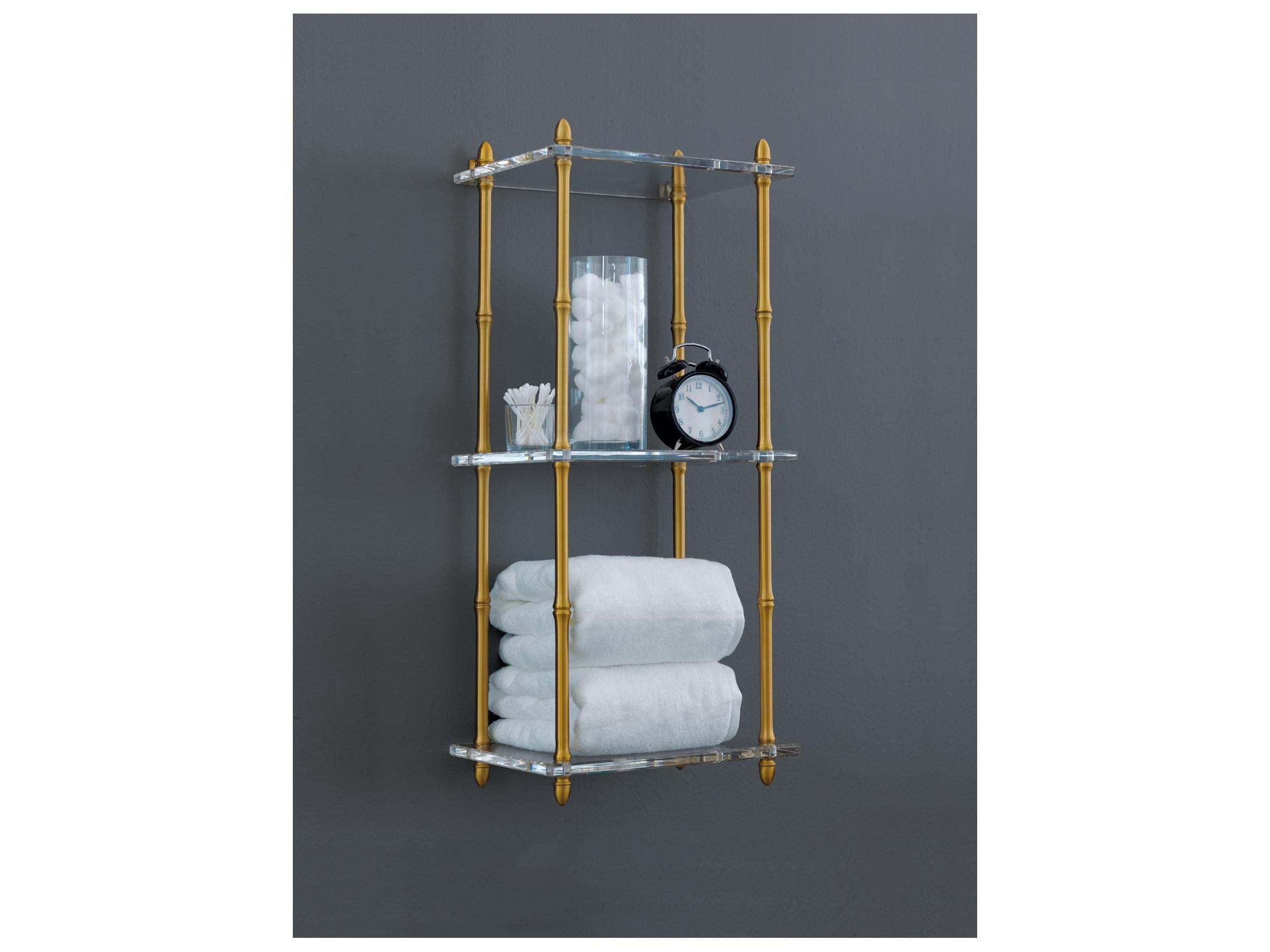 Port 68 Carmel Brass/Lucite Shelf 32"H