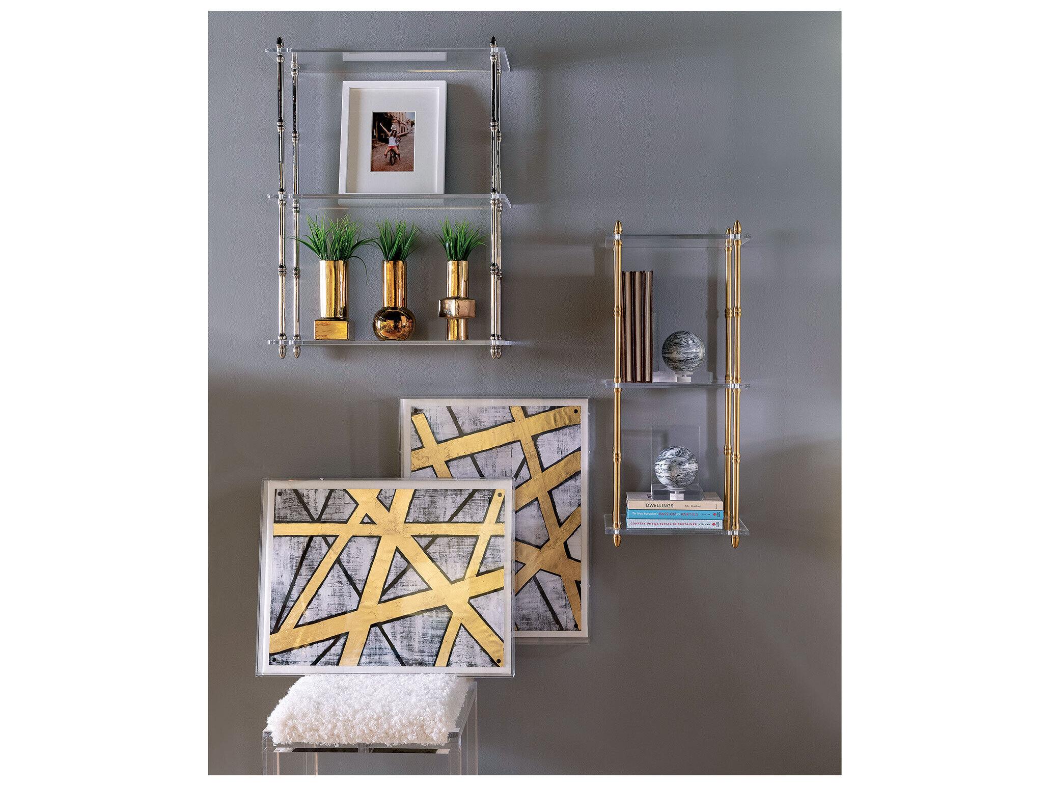 Port 68 Carmel Brass/Lucite Shelf 32"H