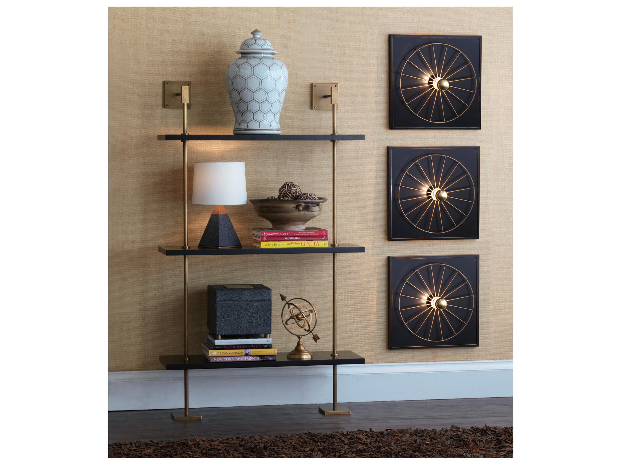 Port 68 Marais 3-Tier Black/Brass Shelf 36"W