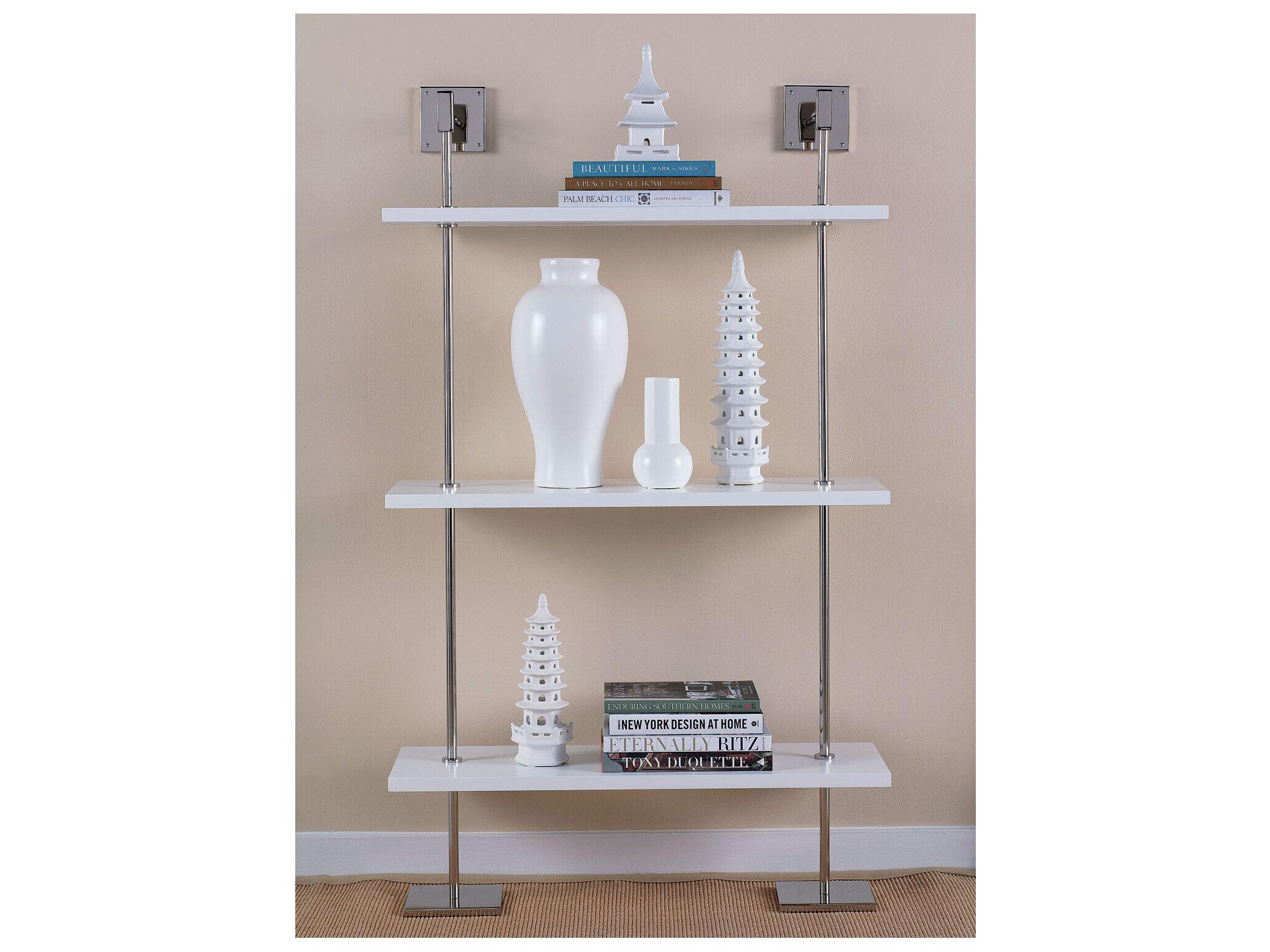Port 68 Marais 3-Tier White/Nickel Shelf 36"W