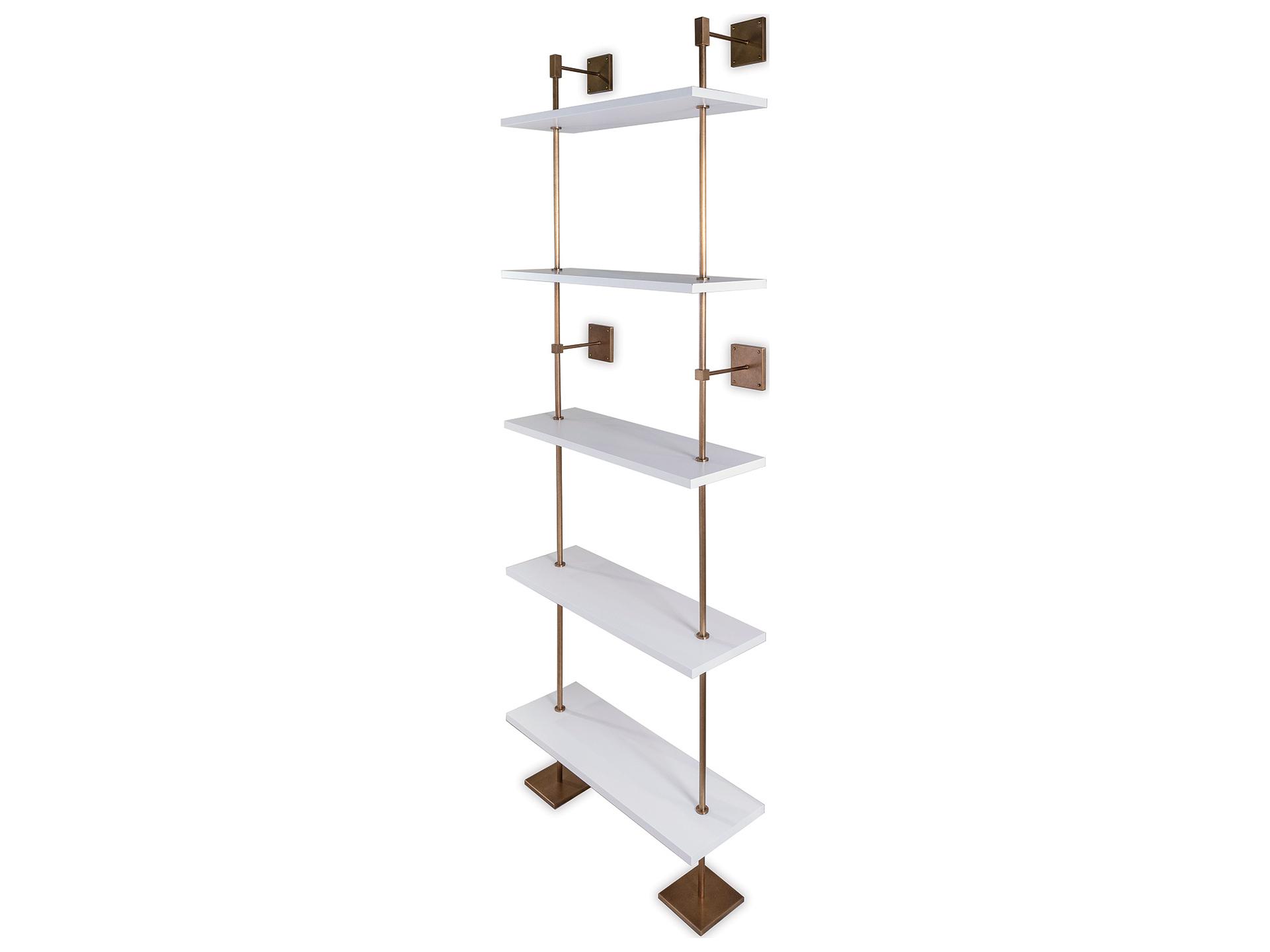 Port 68 Marais 3-Tier White/Aged Brass Shelf 36"W