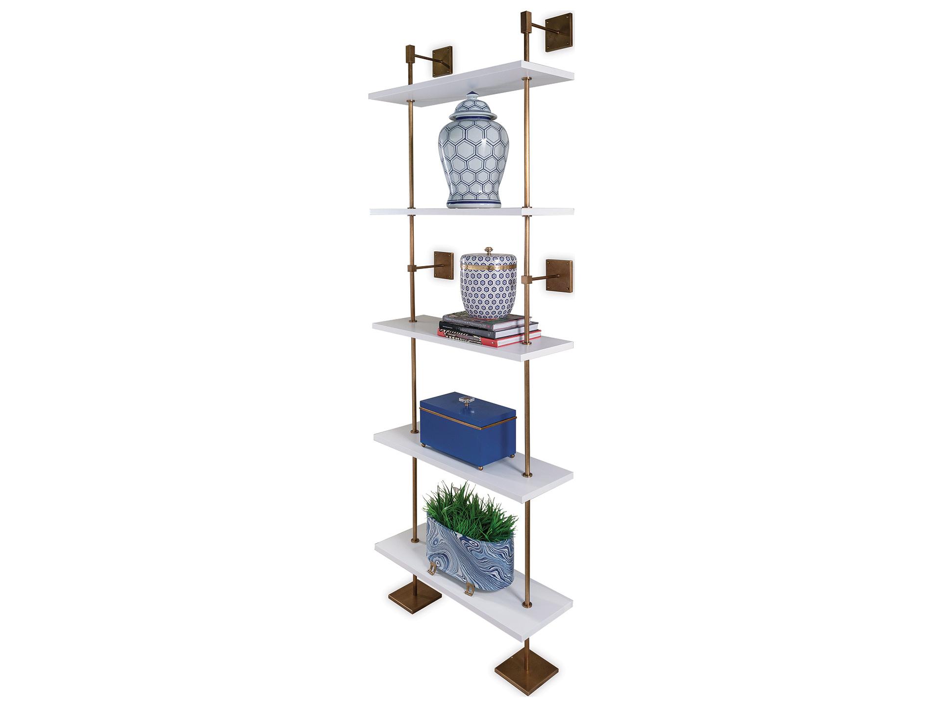 Port 68 Marais 3-Tier White/Aged Brass Shelf 36"W