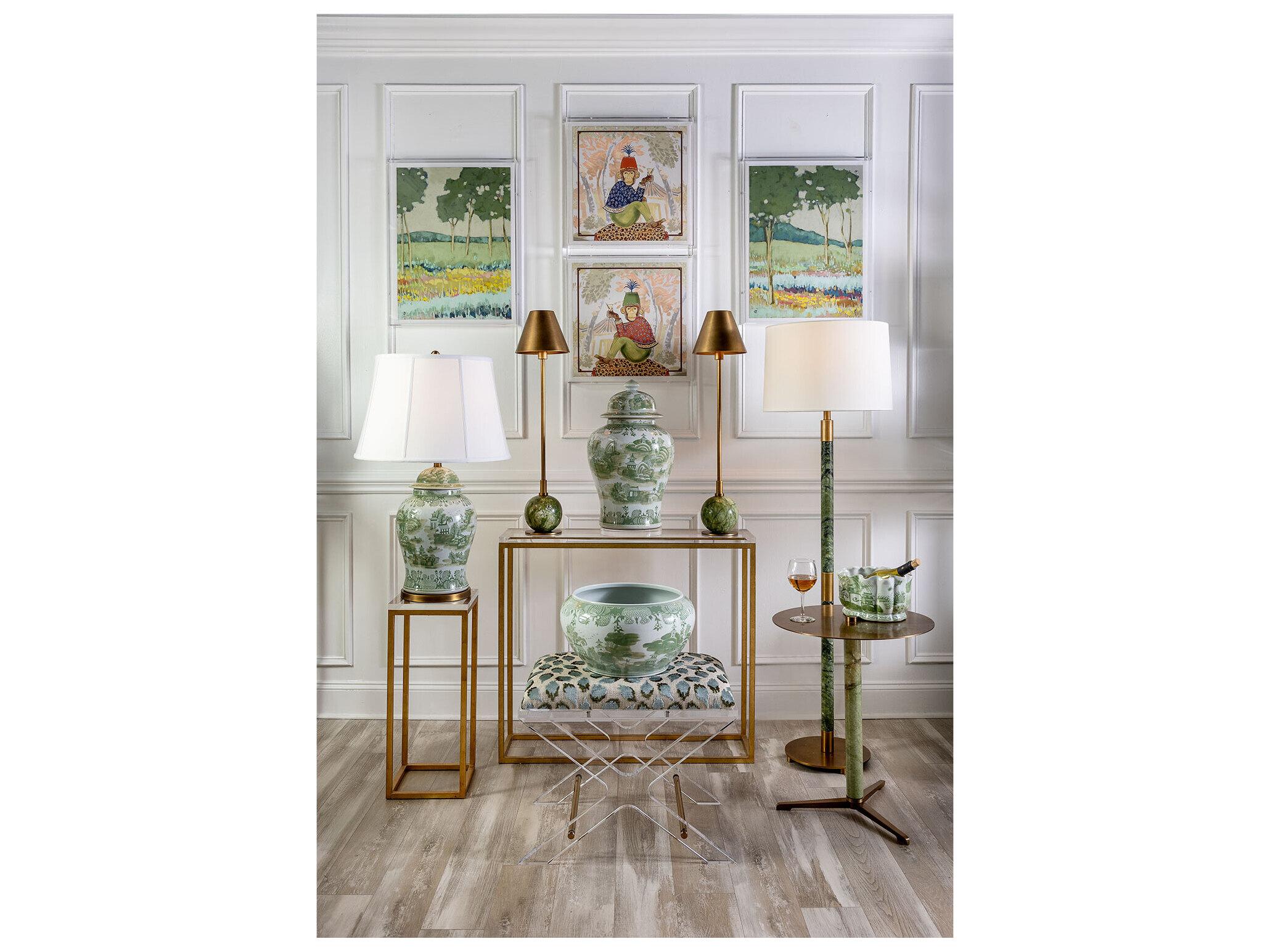 Port 68 Boston Brass/Green Buffet Lamp /Set 2