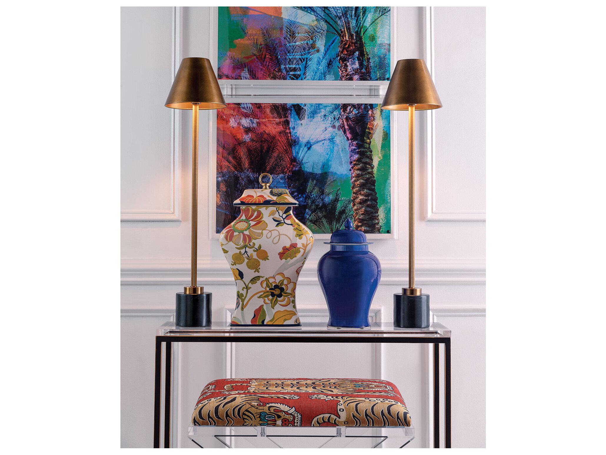 Port 68 Parliament Buffet Lamp Brass/Set Of 2 34"Hx8"D