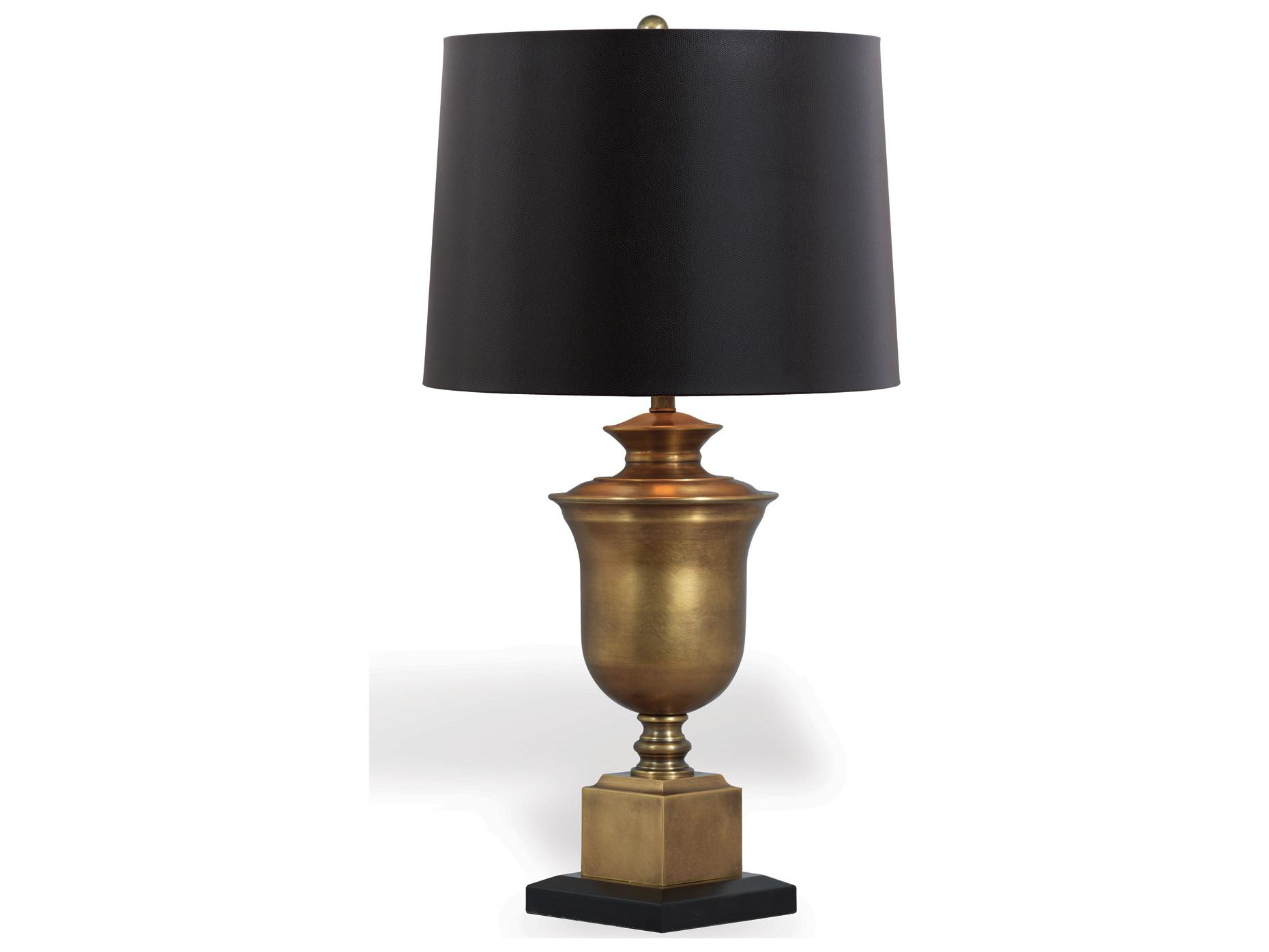 Port 68 Robertson Brass Lamp--Black Faux Lizard Shade
