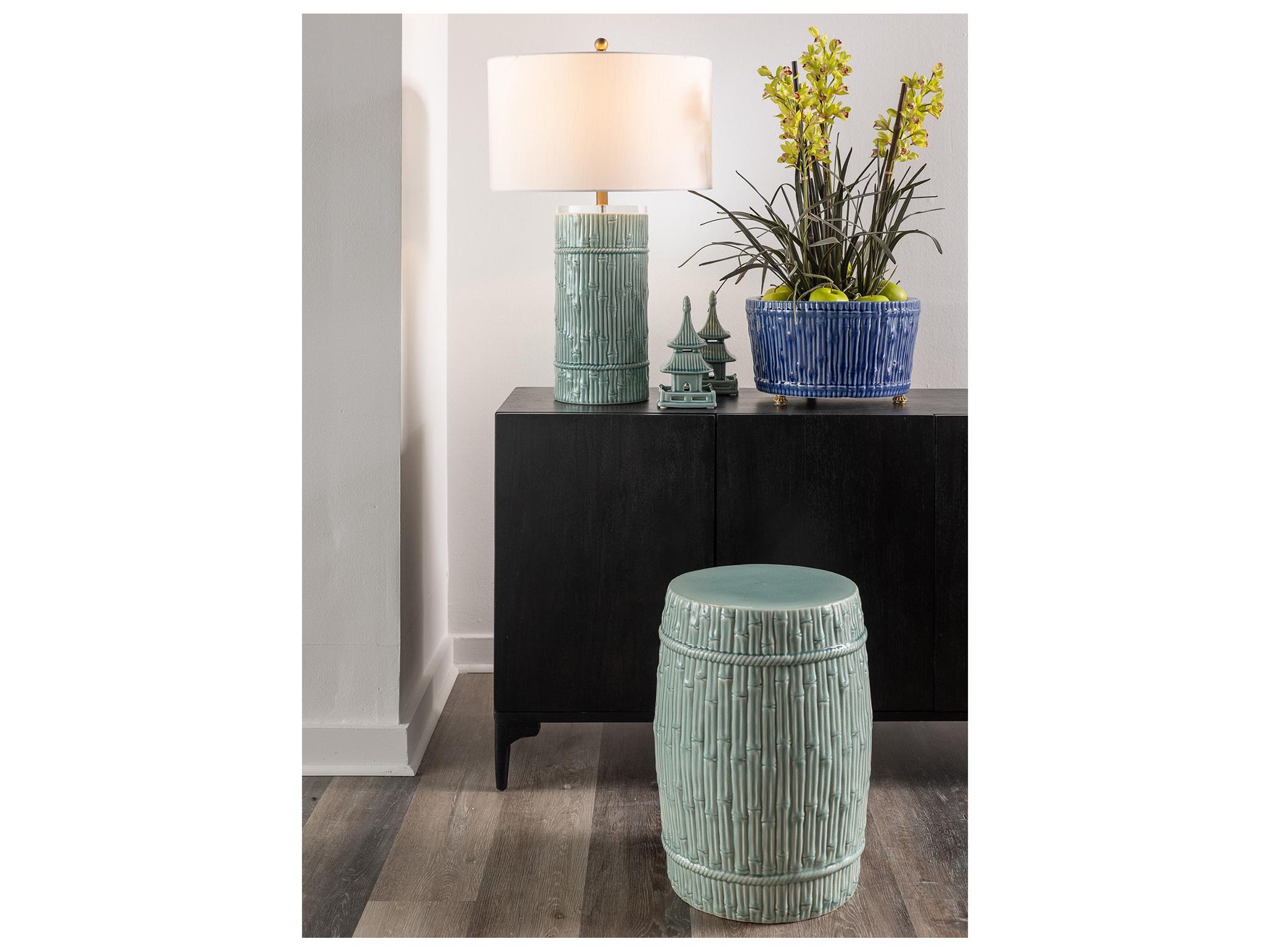 Port 68 Bamboo Cylinder Celadon Lamp