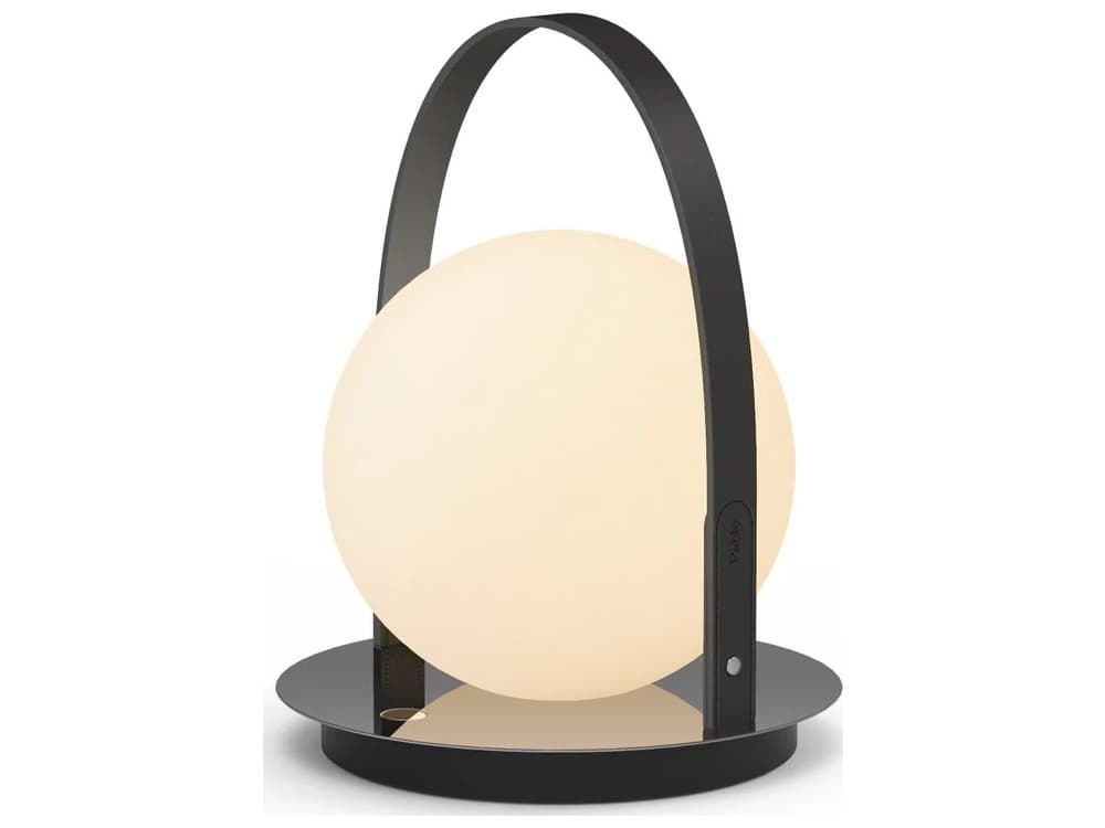 Pablo Bola Lantern Gunmetal Black Opal Glass Globe Table Lamp