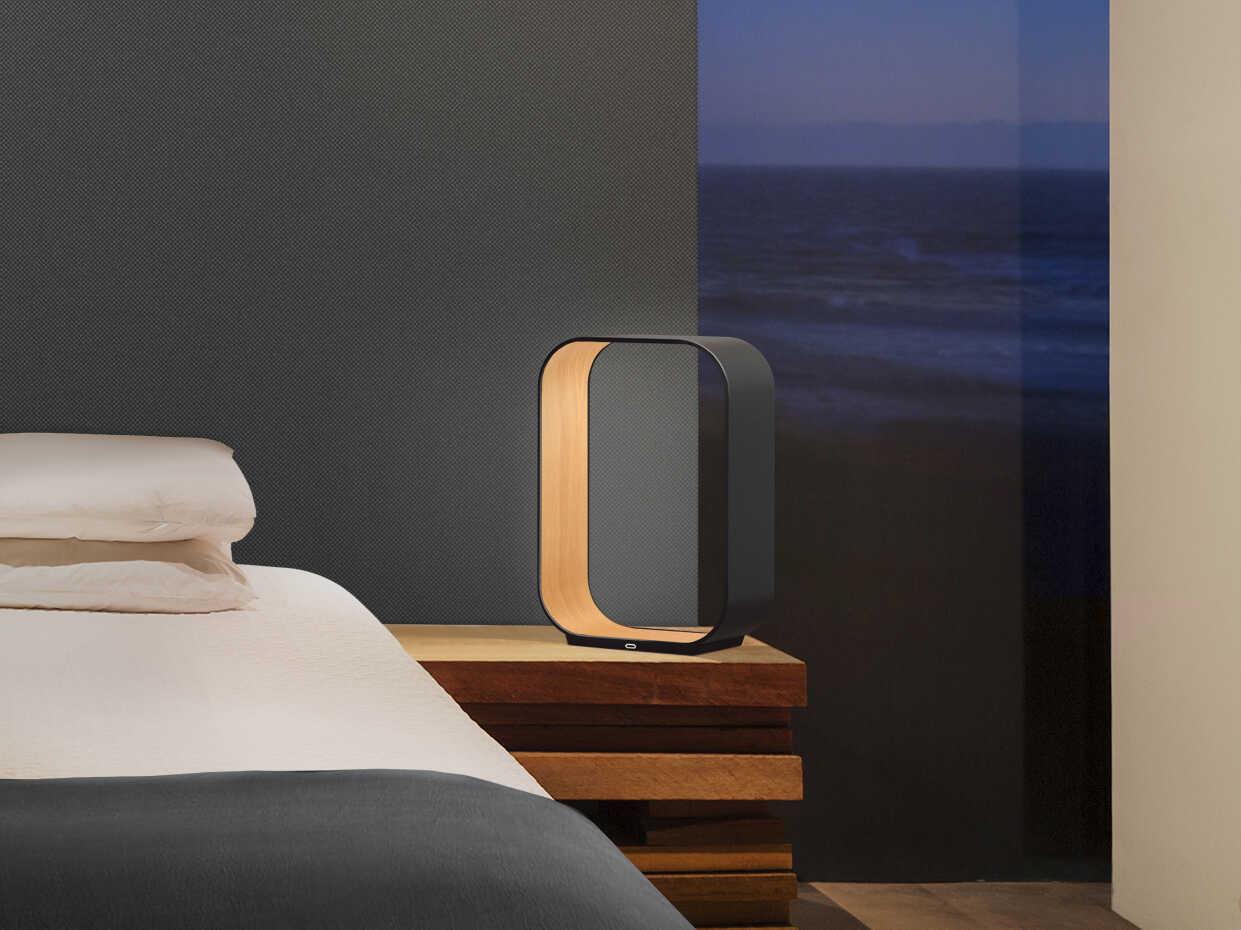 Pablo Contour Graphite White Oak Polycarbonate Lens Gray Table Lamp