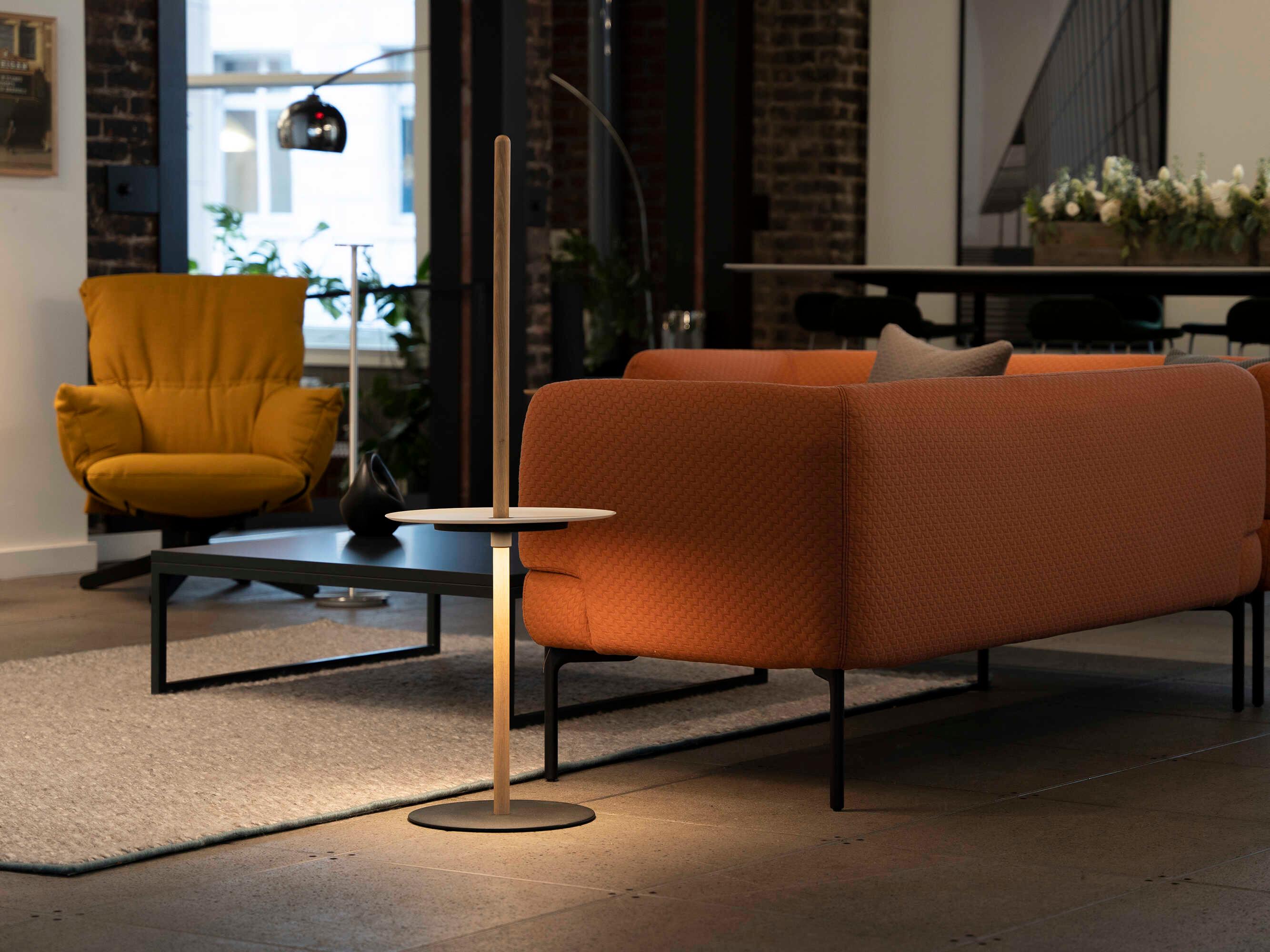 Pablo Nivel Round Metal White Oak End Table