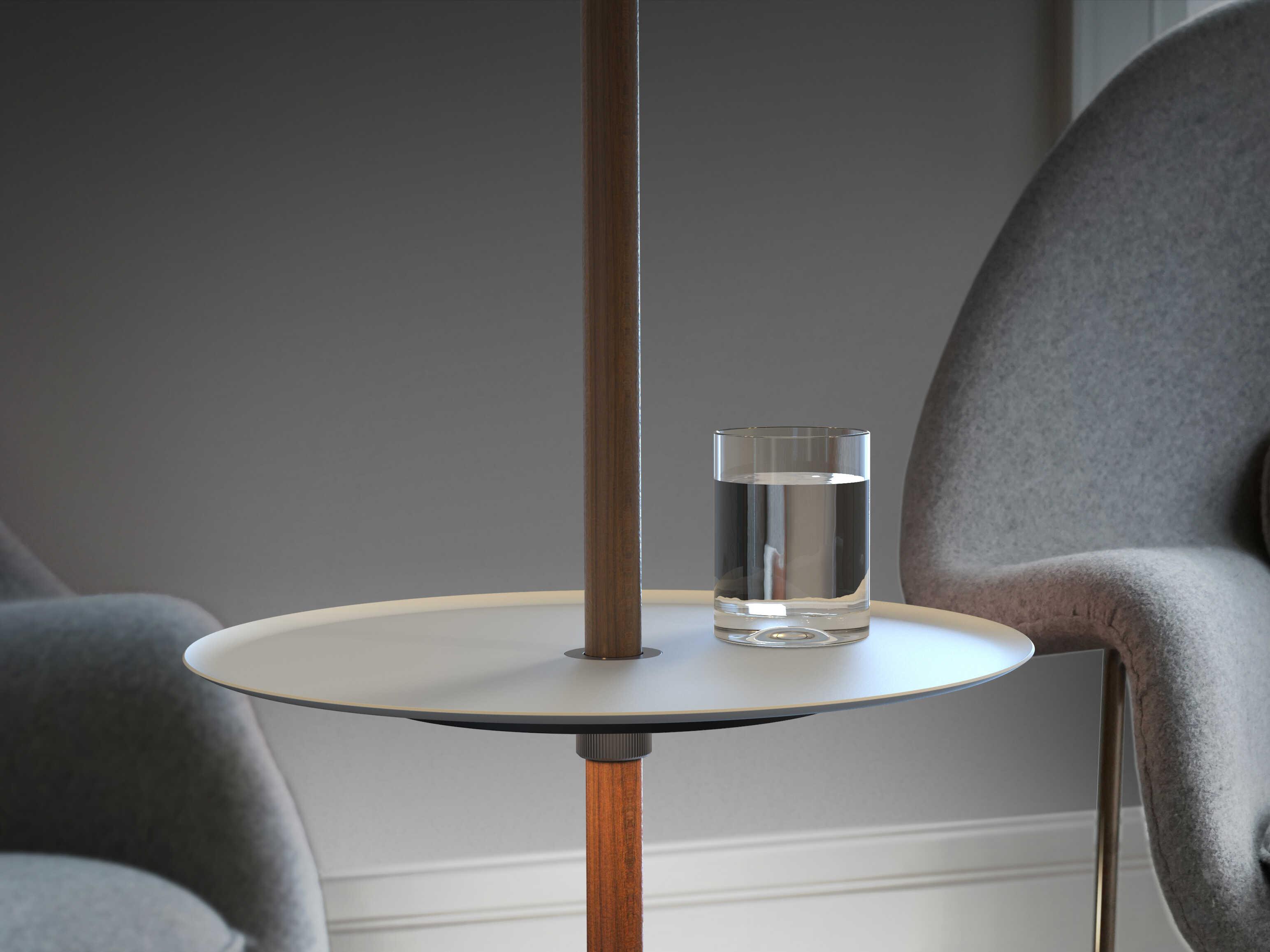 Pablo Nivel Round Metal Walnut White End Table