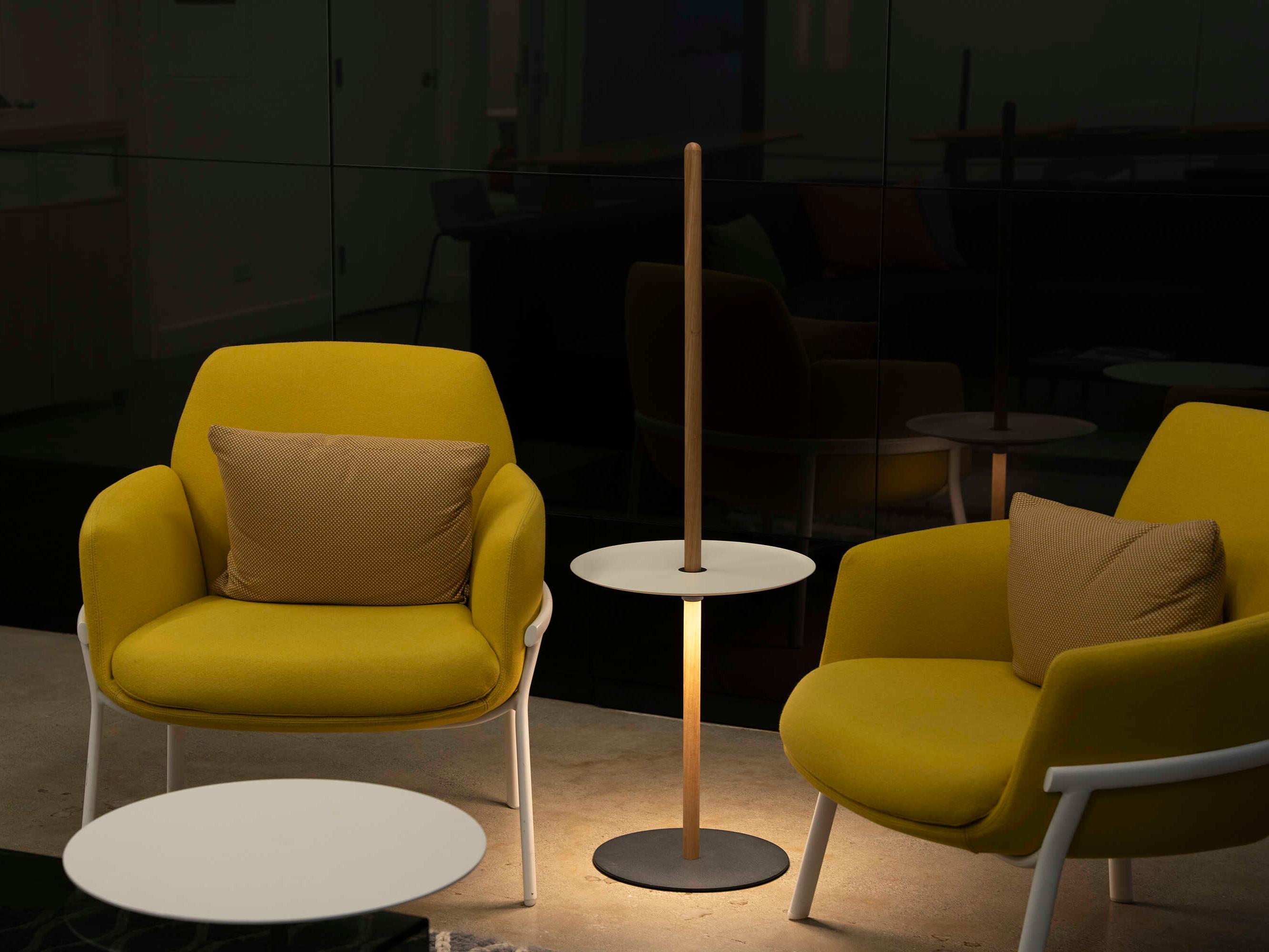 Pablo Nivel Round Metal Walnut White End Table