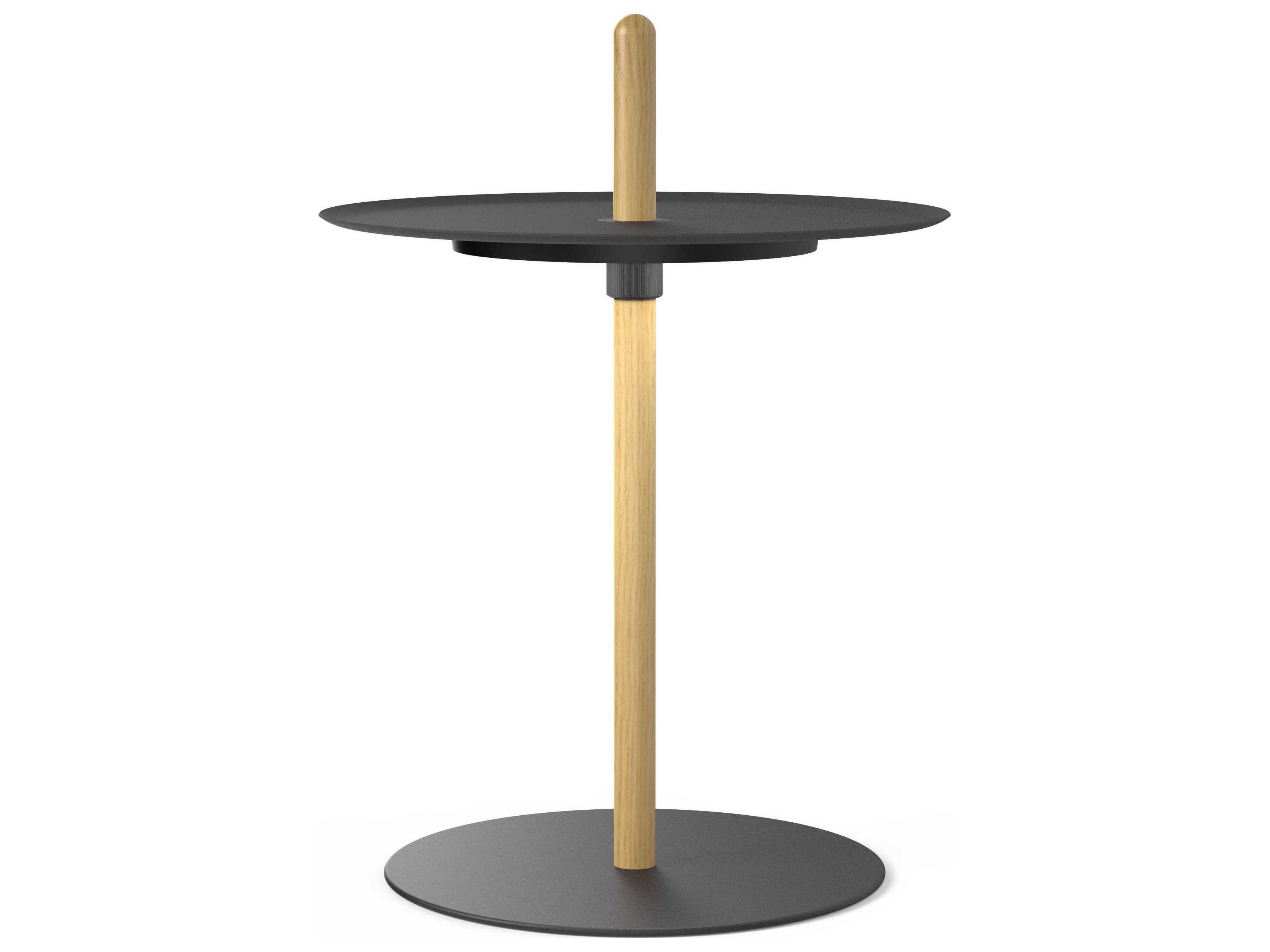 Pablo Nivel Round Metal White Oak Black End Table