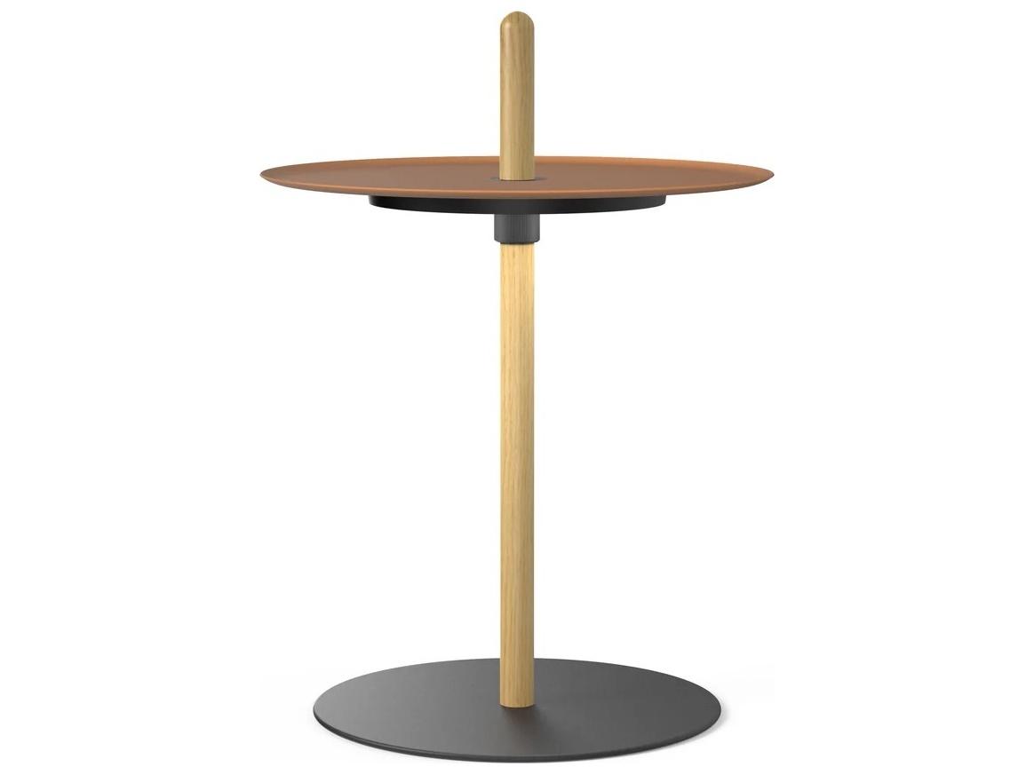 Pablo Nivel Round Metal White Oak Terracotta End Table