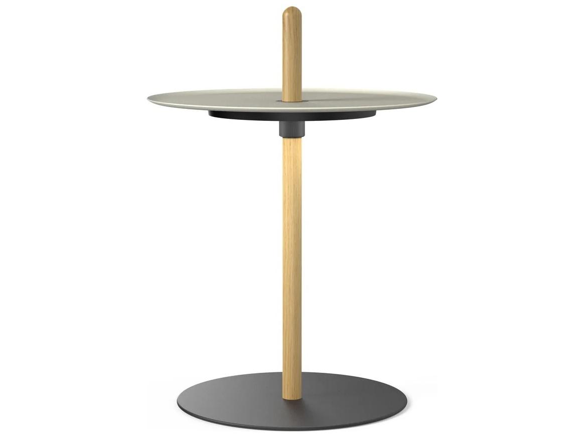Pablo Nivel Round Metal White Oak End Table