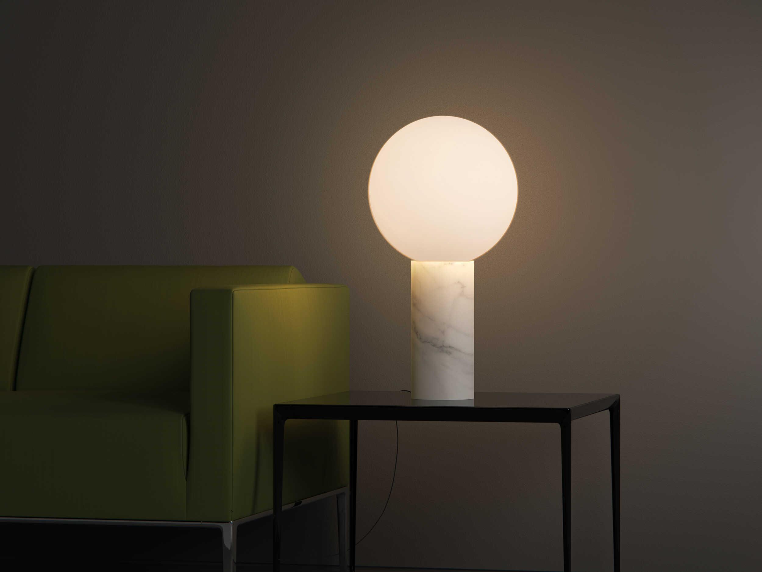 Pablo Pilar White Marble Glass Globe Table Lamp