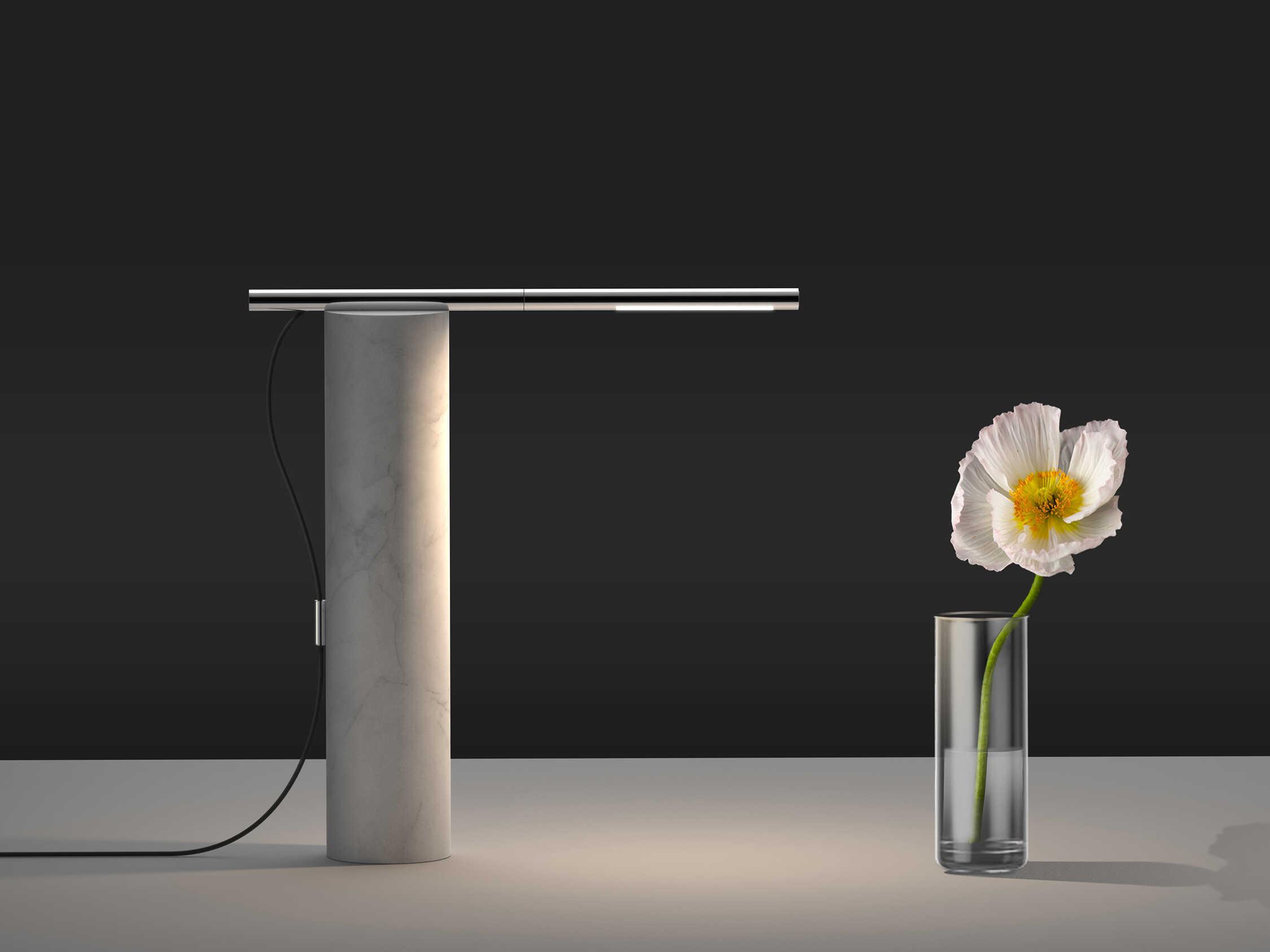 Pablo T.O White Marble Chrome Table Lamp