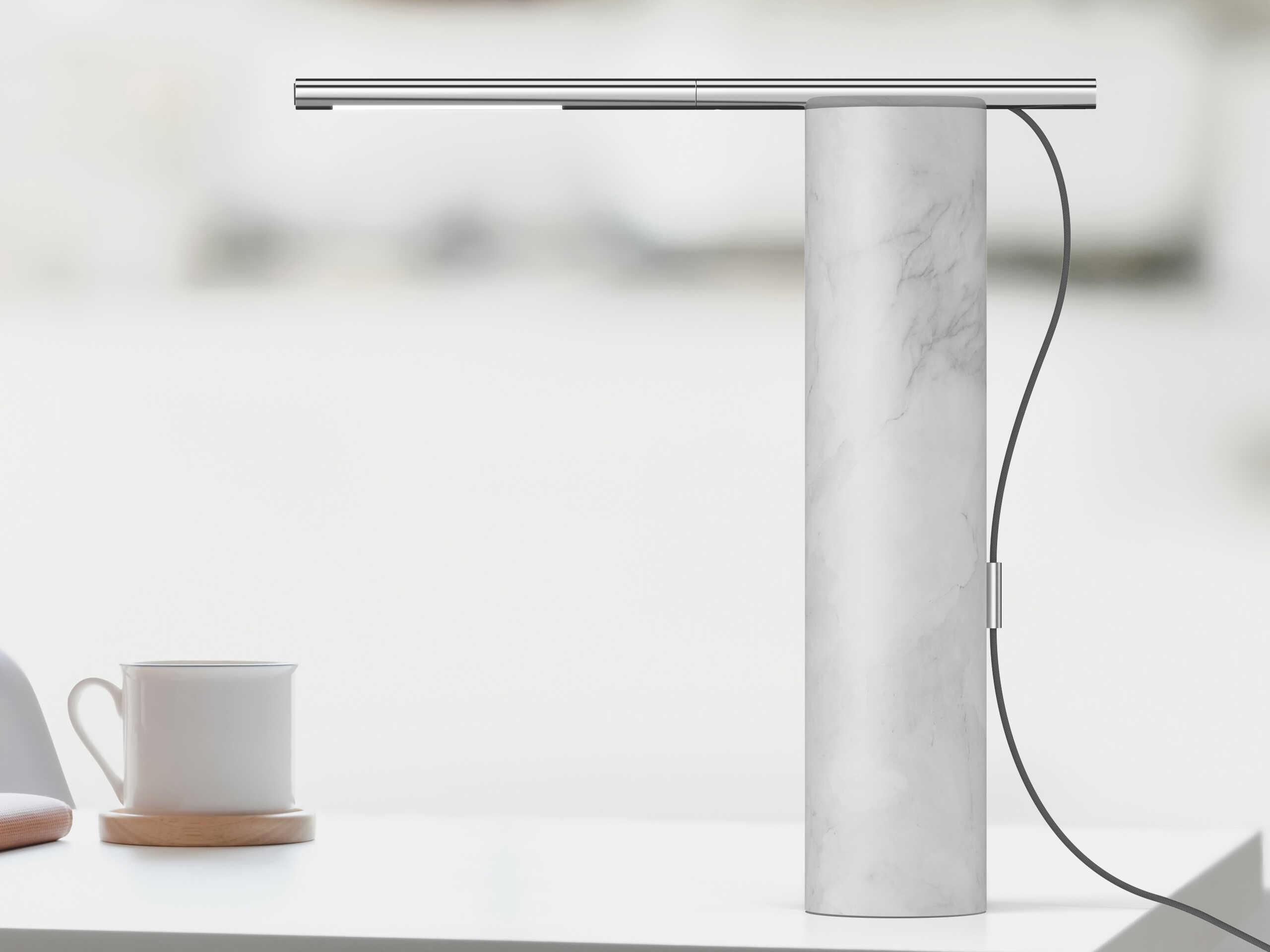Pablo T.O White Marble Chrome Table Lamp