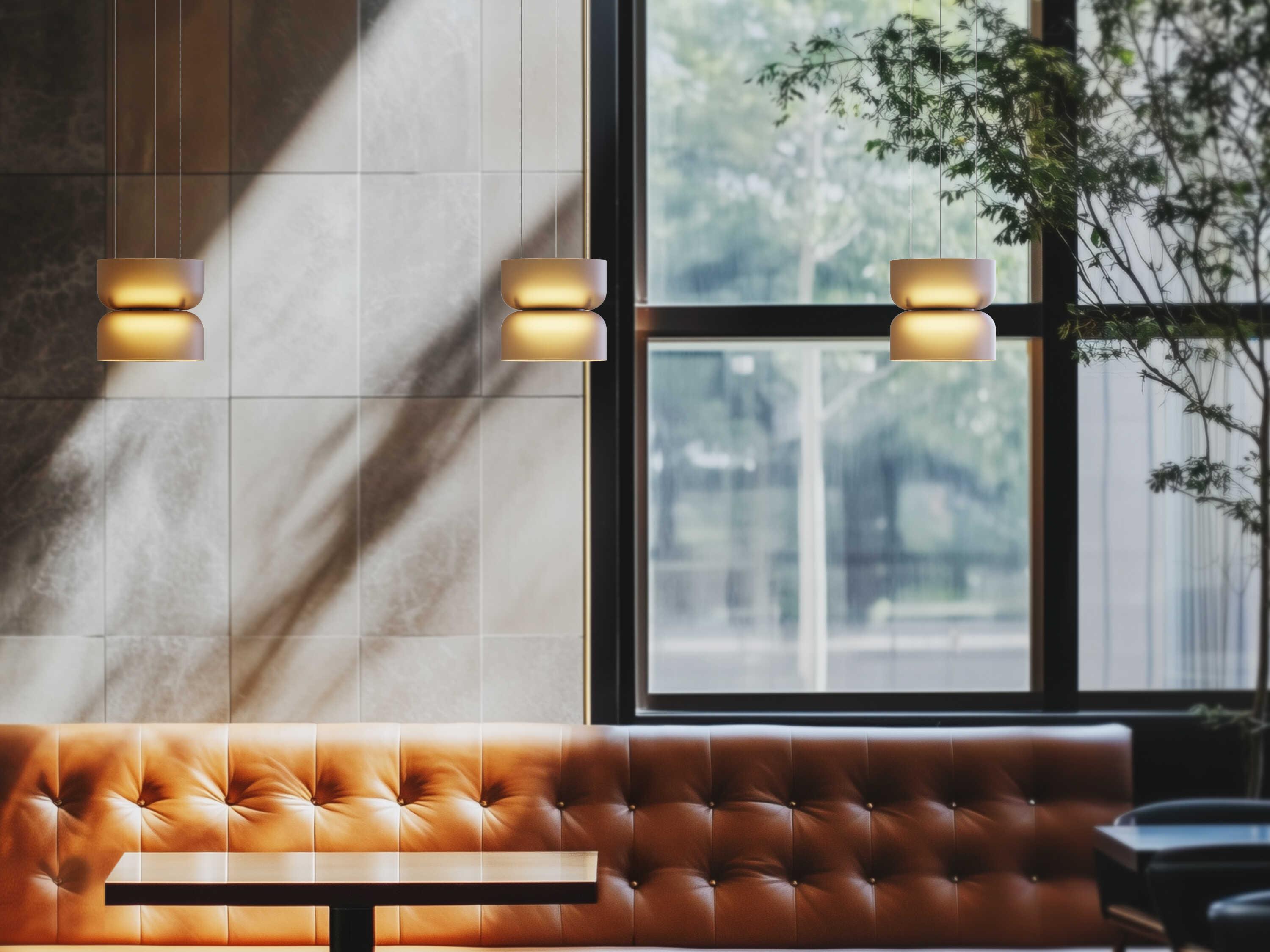 Pablo Totem Mini 2-Light Amber Brass Geometric Pendant