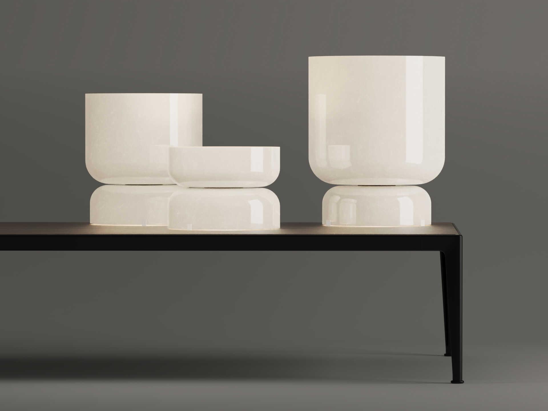 Pablo Totem Opal White Table Lamp