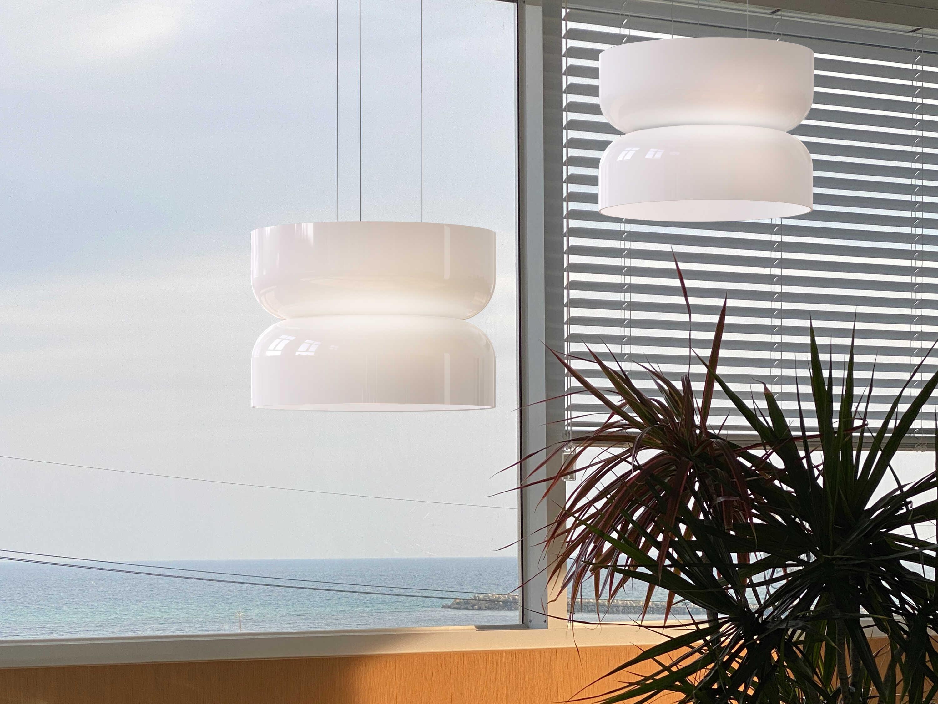 Pablo Totem Up and Down 2-Light Opal White Geometric Mini Pendant