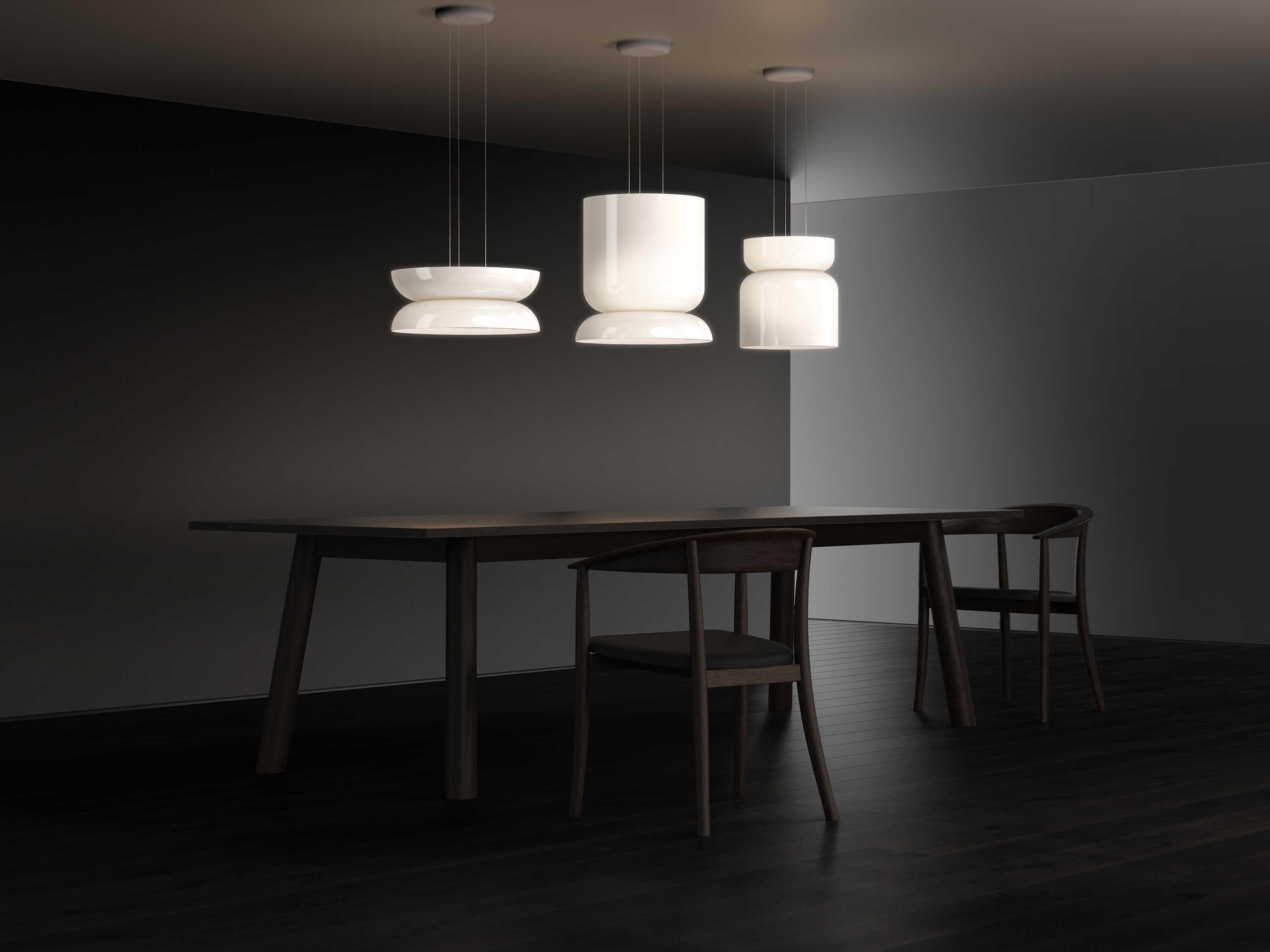 Pablo Totem Up and Down 2-Light Opal White Geometric Pendant