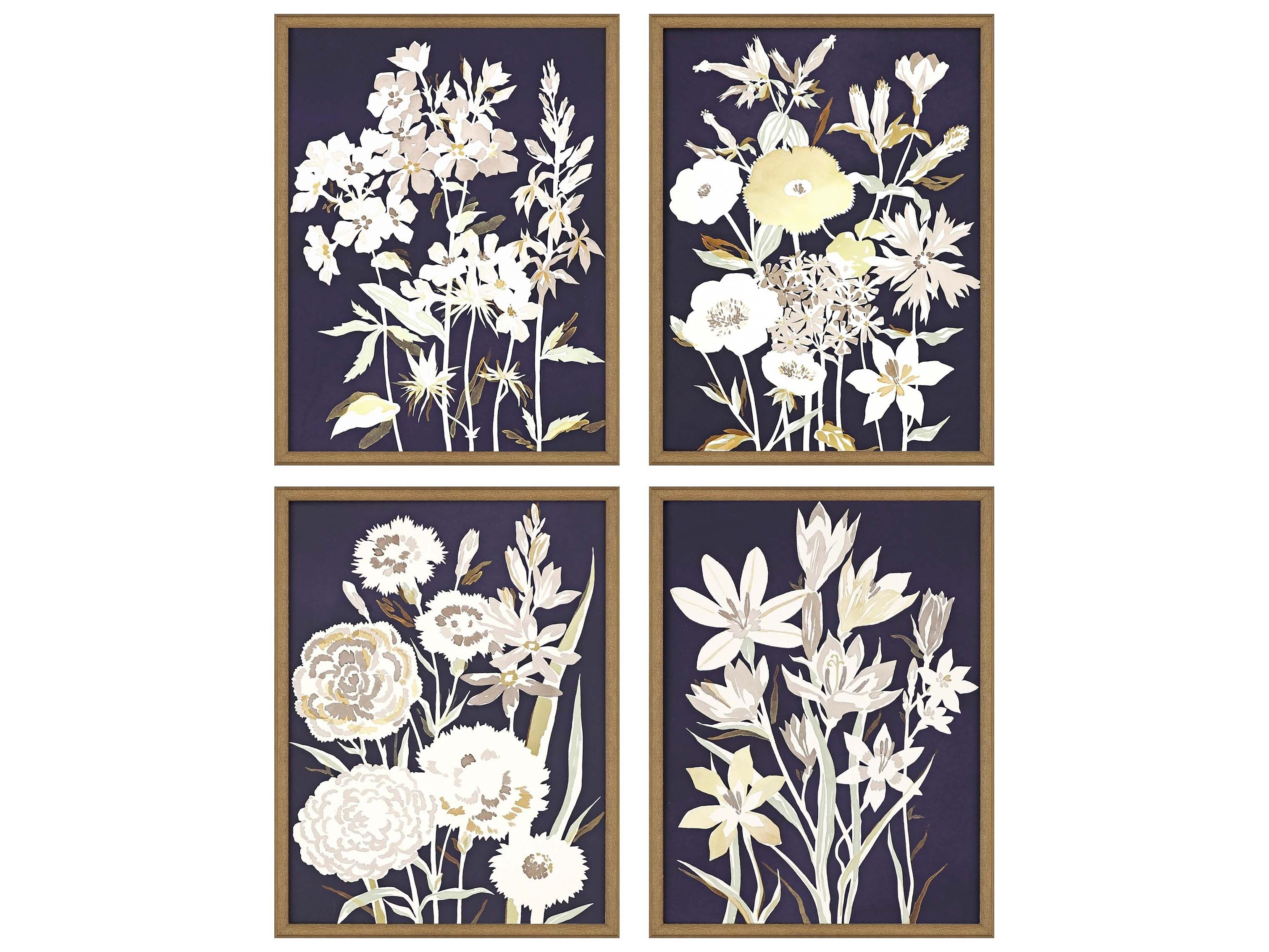 Paragon Florals Midnight Florals Wall Art Set of 4