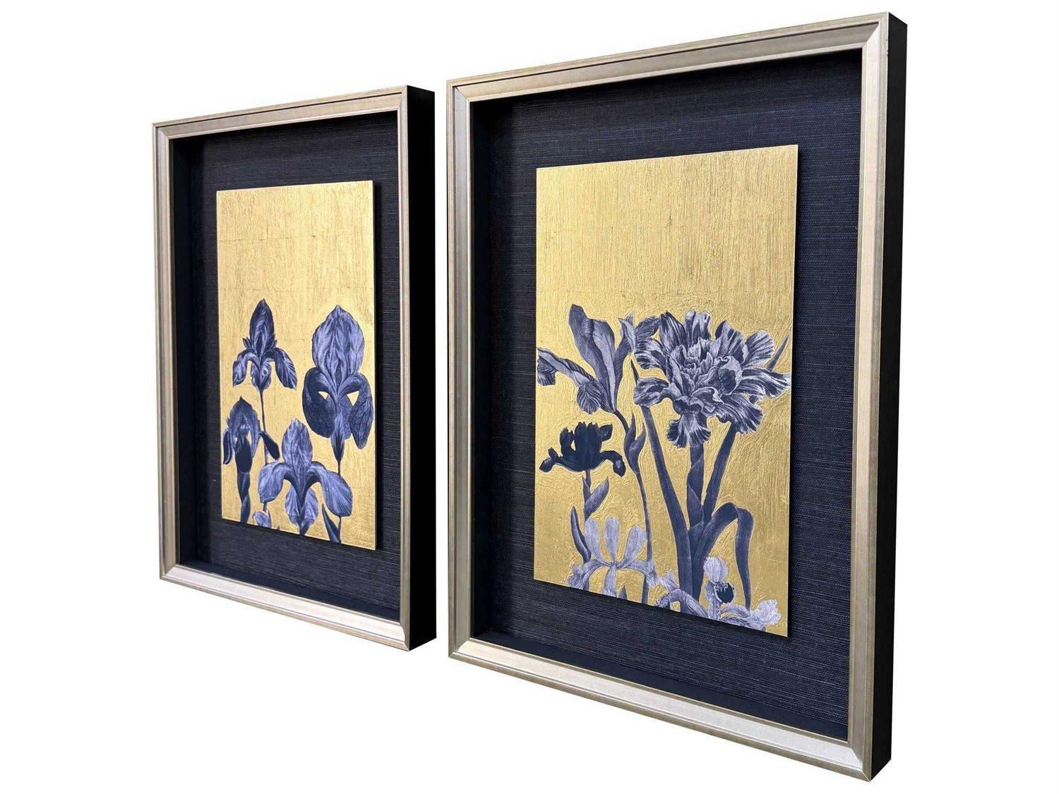 Paragon Florals Blue Iris-I Shadow Box Set of 2