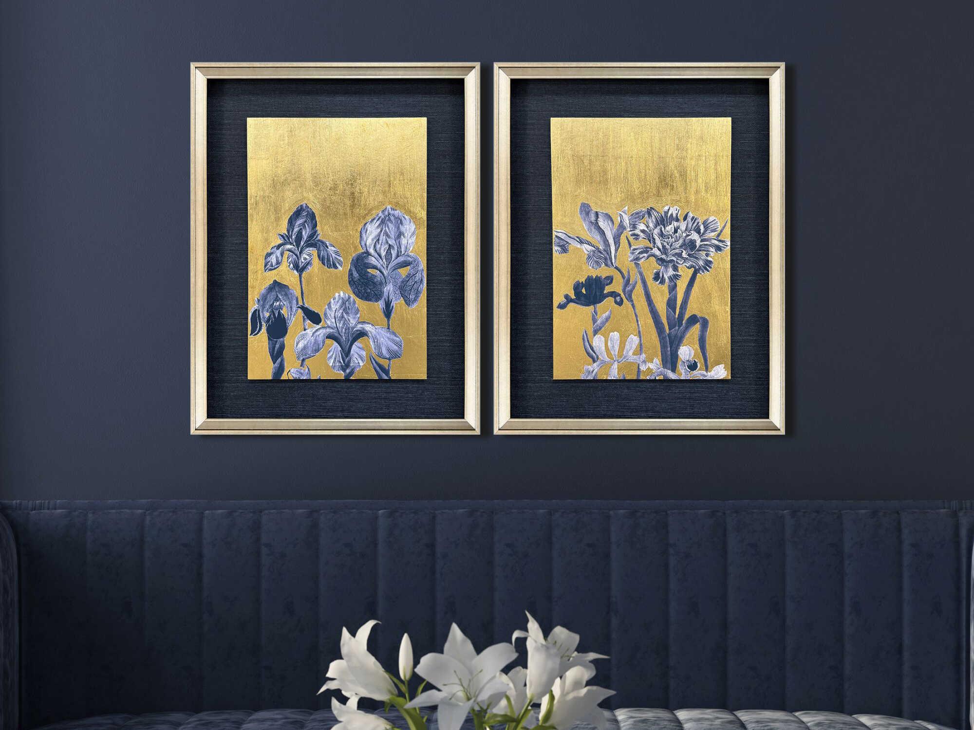Paragon Florals Blue Iris-I Shadow Box Set of 2
