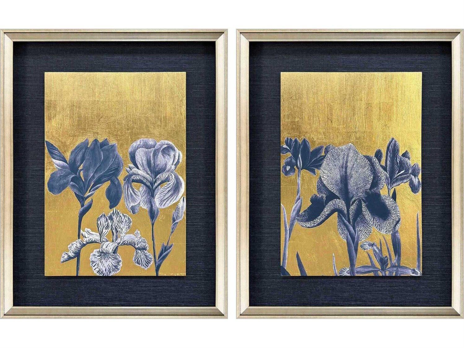Paragon Florals Blue Iris-II Shadow Box Set of 2