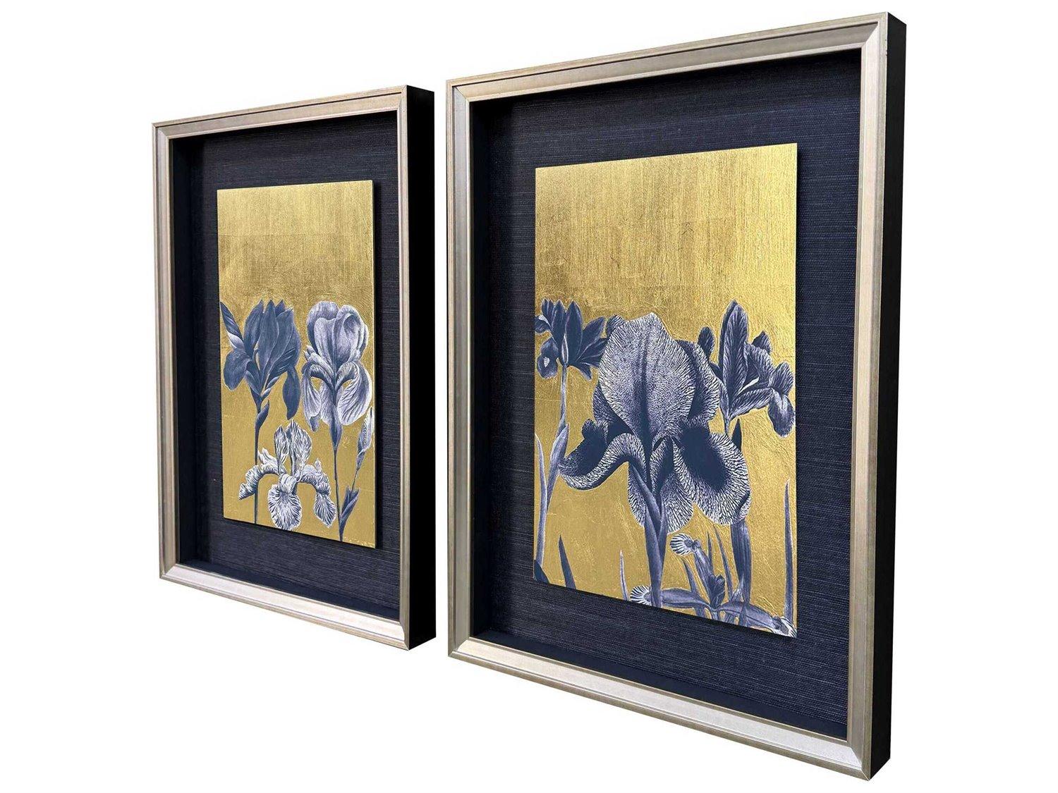 Paragon Florals Blue Iris-II Shadow Box Set of 2