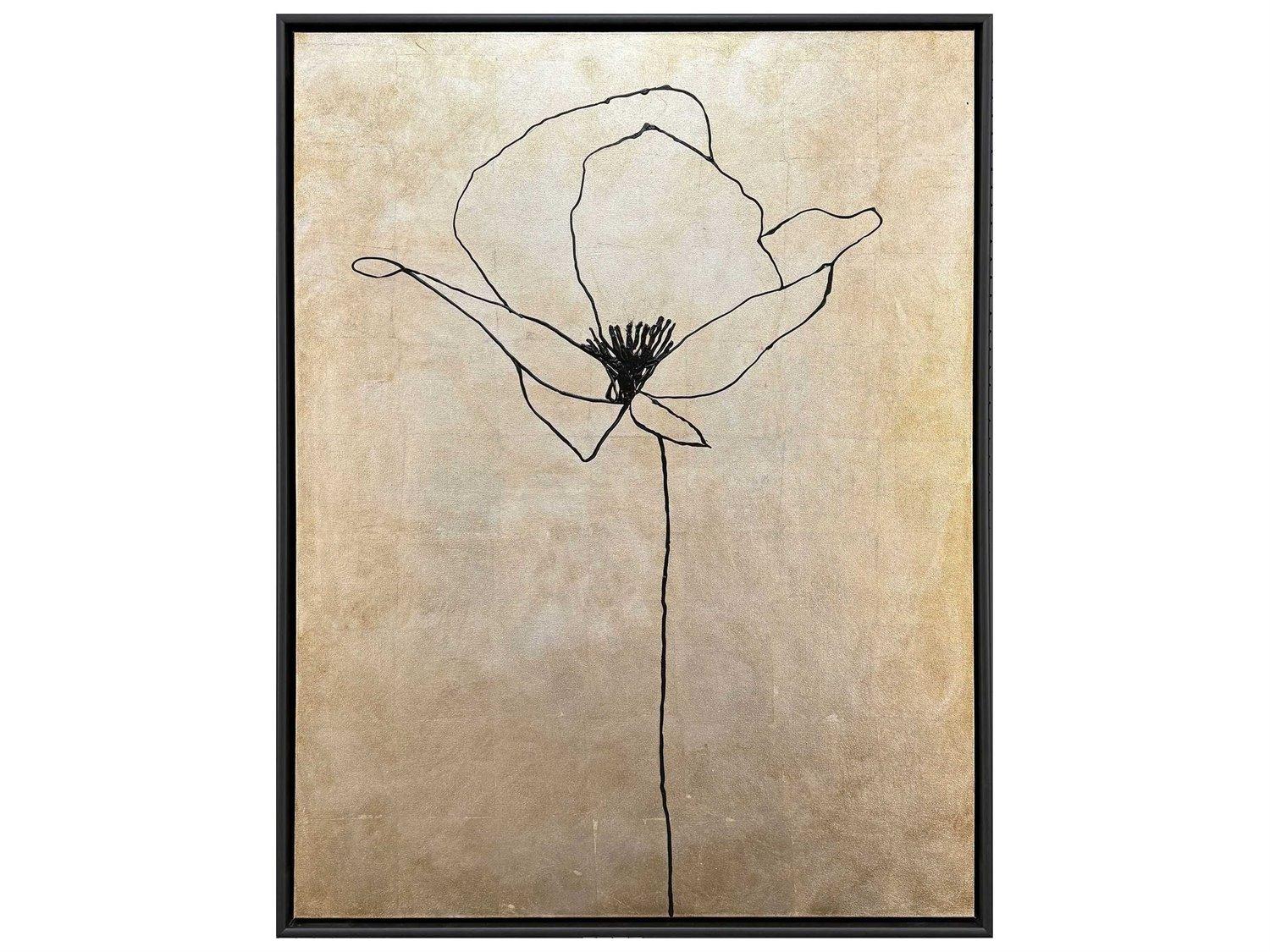 Paragon Florals Silver Poppies-II Canvas Wall Art