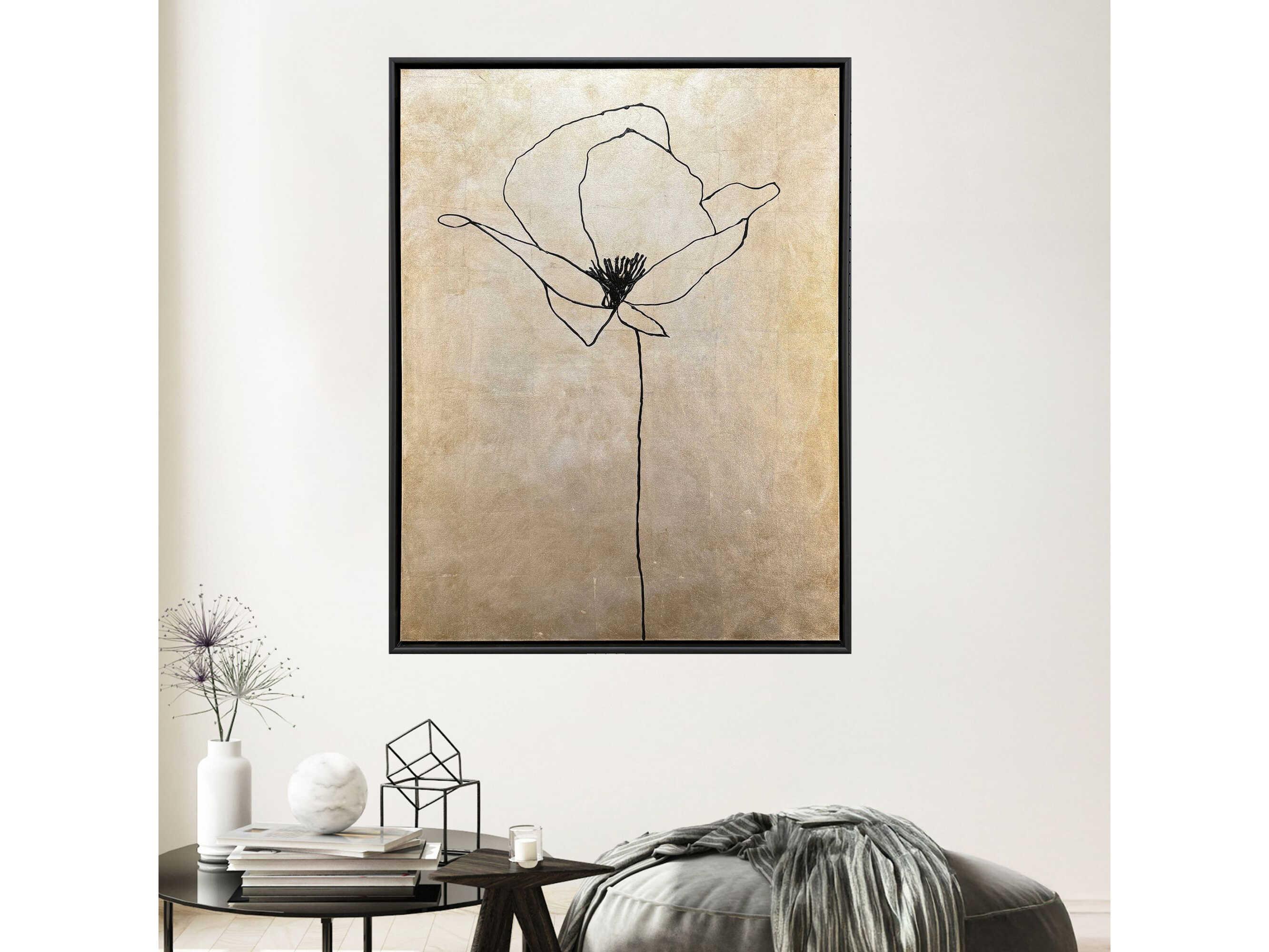Paragon Florals Silver Poppies-II Canvas Wall Art