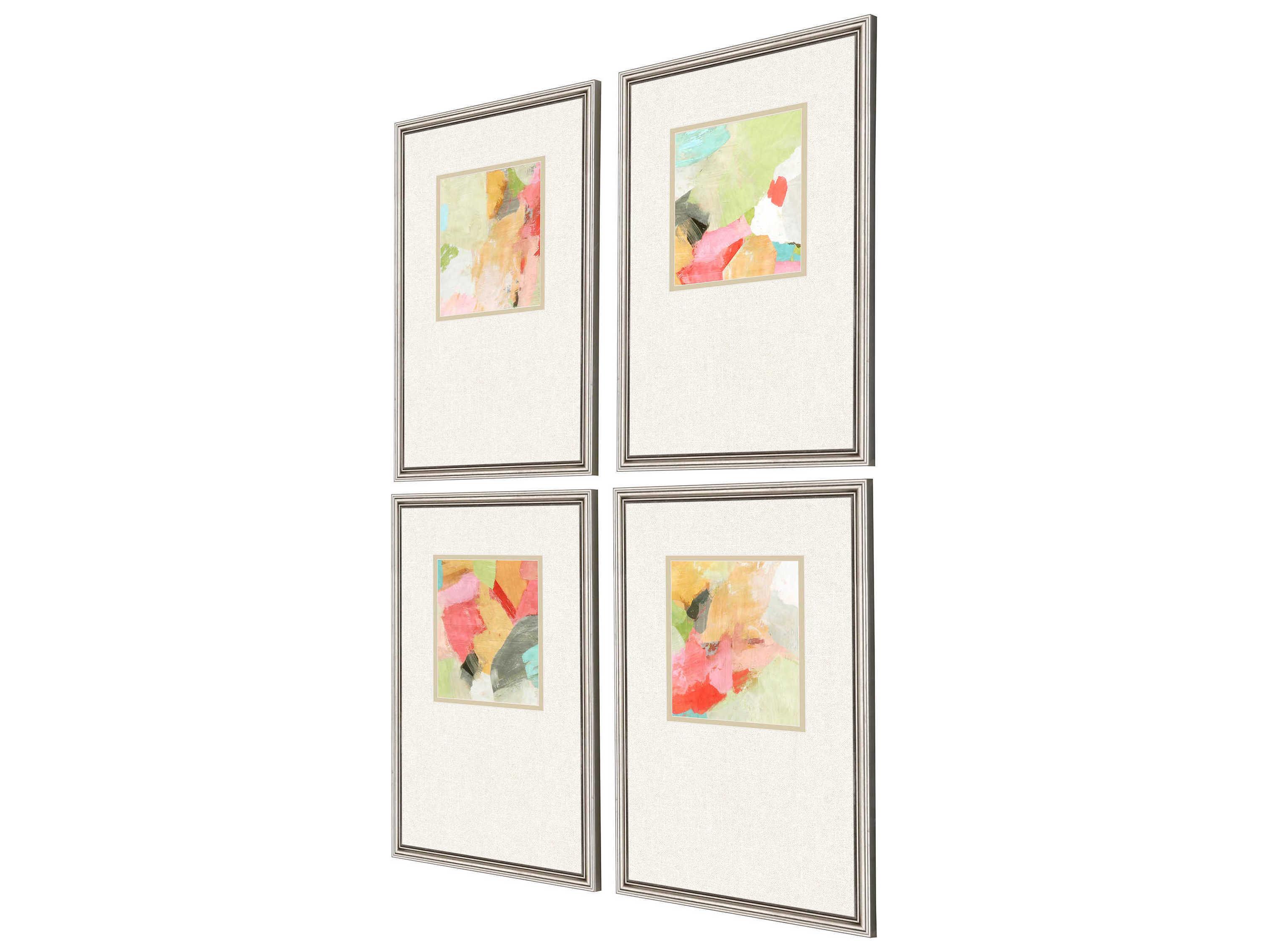 Paragon Abstract Blue Pastel Splash Wall Art Set of 4