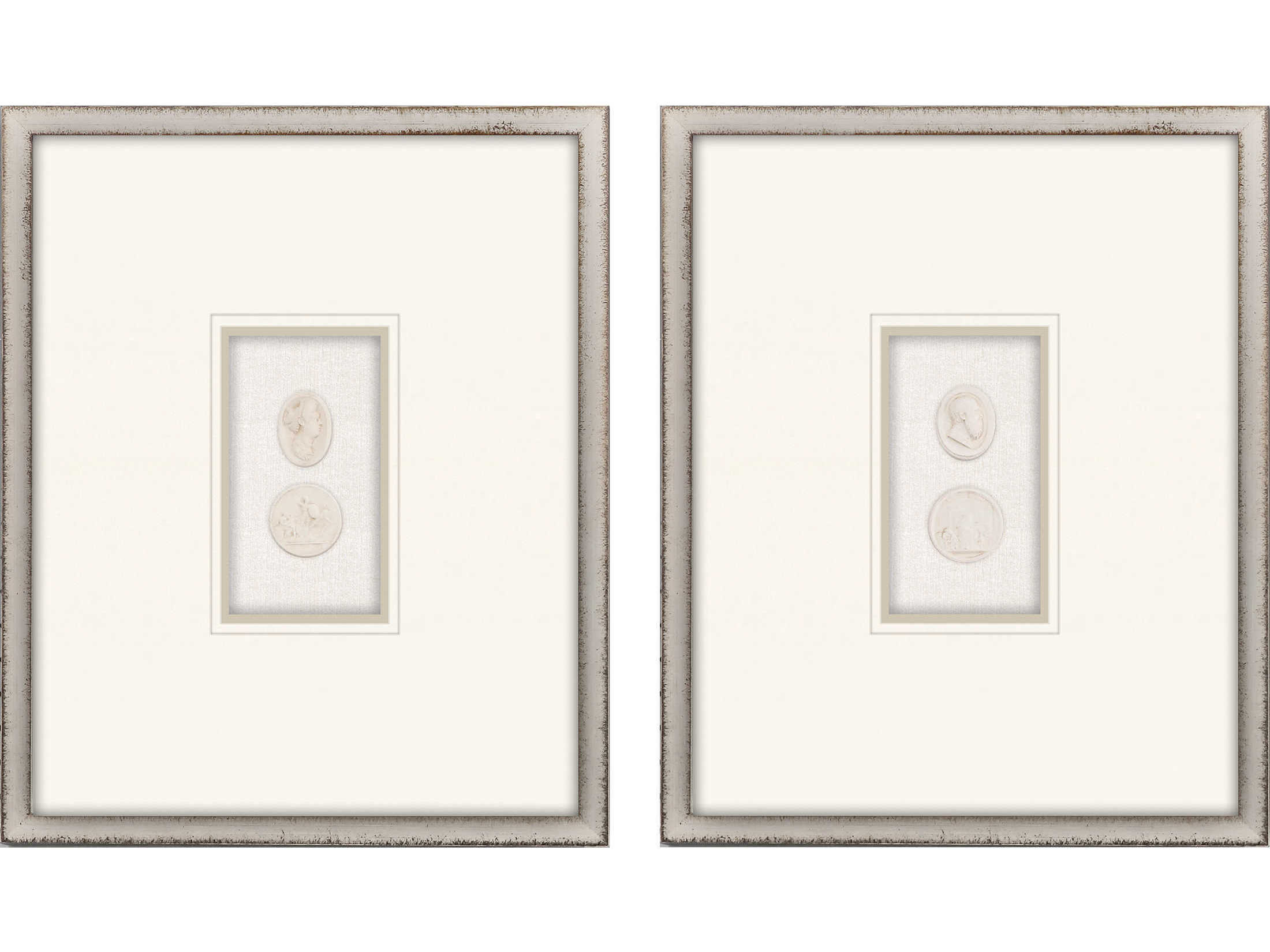 Paragon Figurative Green Portrait Intaglio-I Wall Art Set of 2