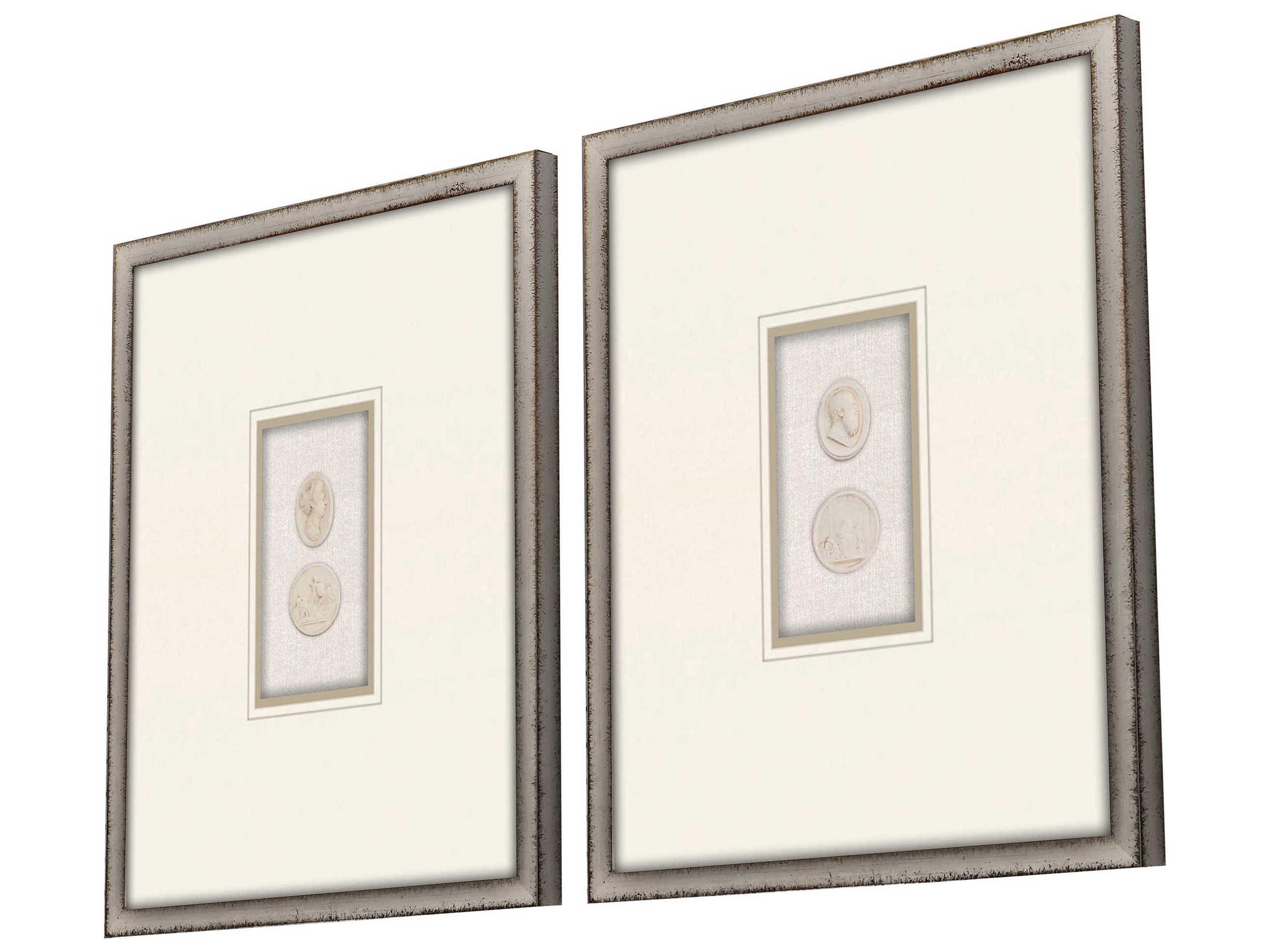 Paragon Figurative Green Portrait Intaglio-I Wall Art Set of 2