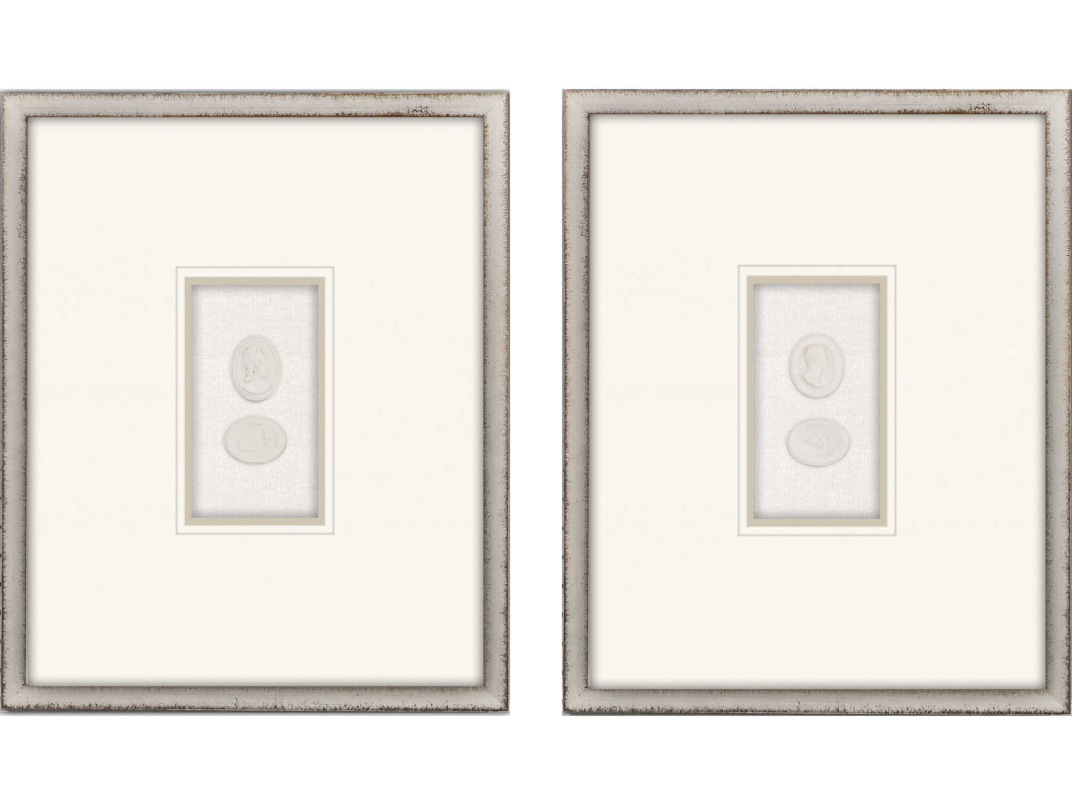 Paragon Figurative Blue Portrait Intaglio-II Wall Art Set of 2