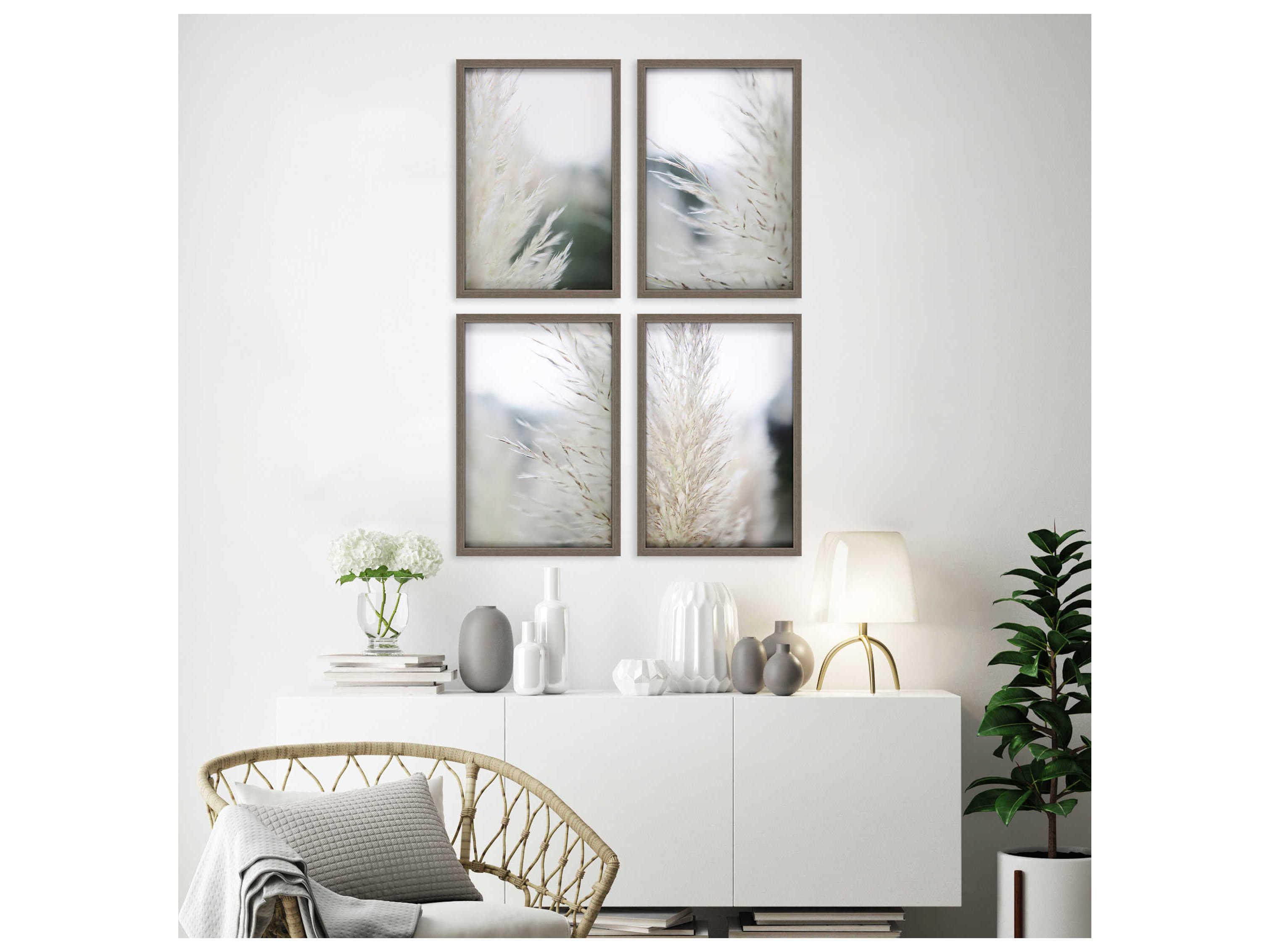 Paragon Florals Blakc Subtle Grasses Wall Art Set of 4