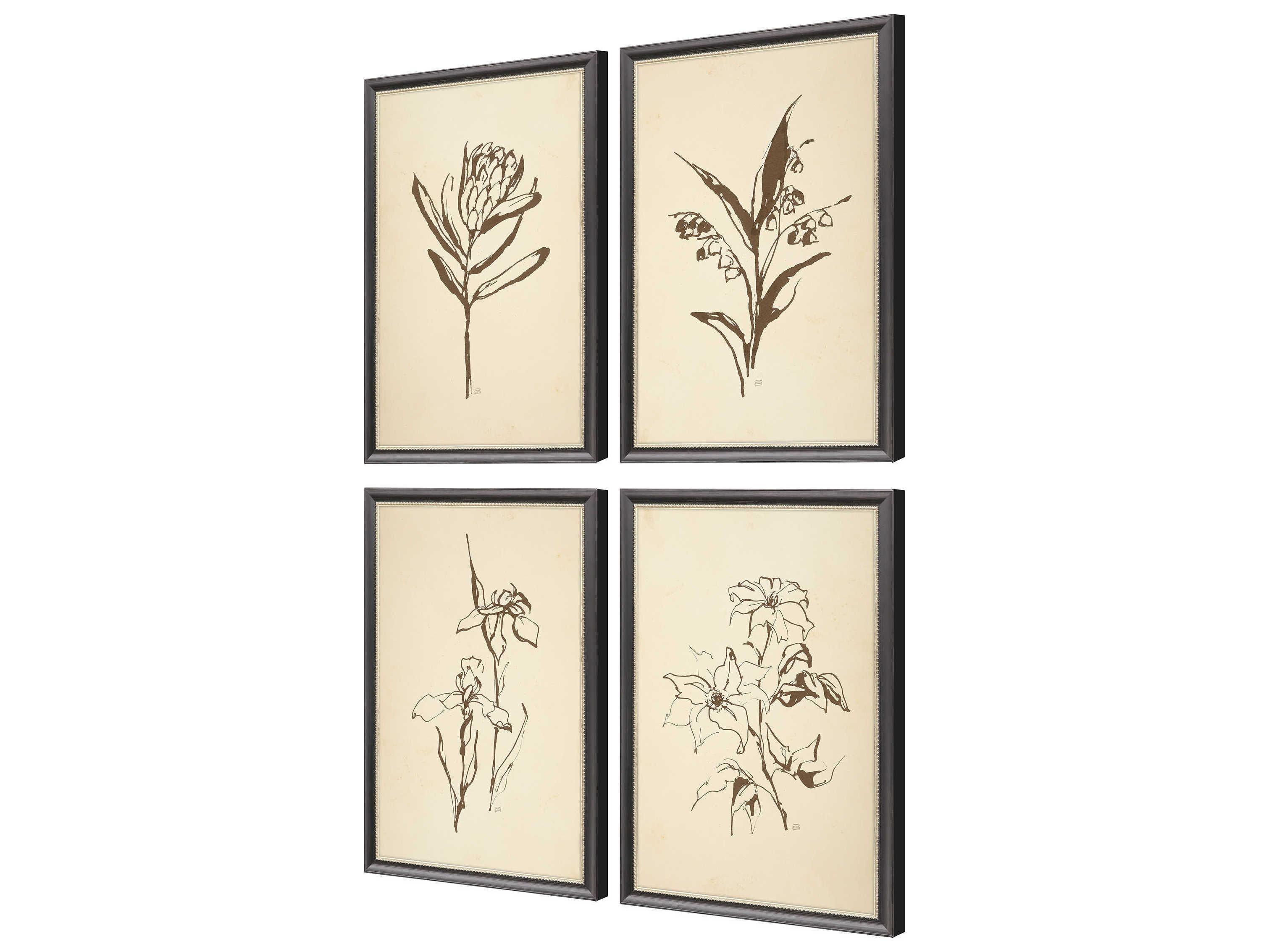 Paragon Florals Vintage Line Wall Art Set of 4