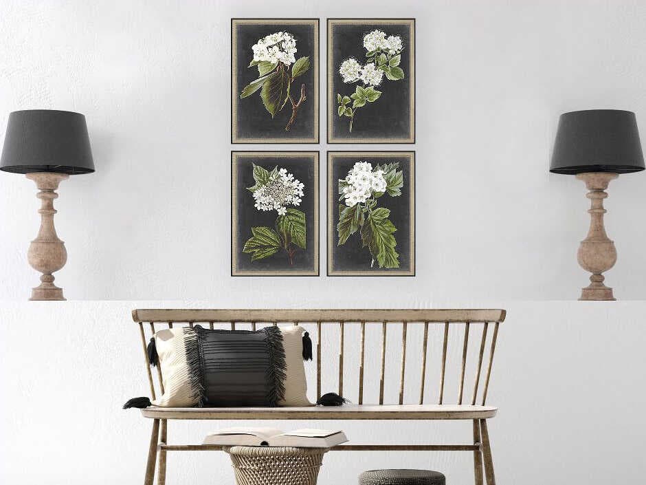 Paragon Florals Dramatic White Flower Wall Art Set of 4