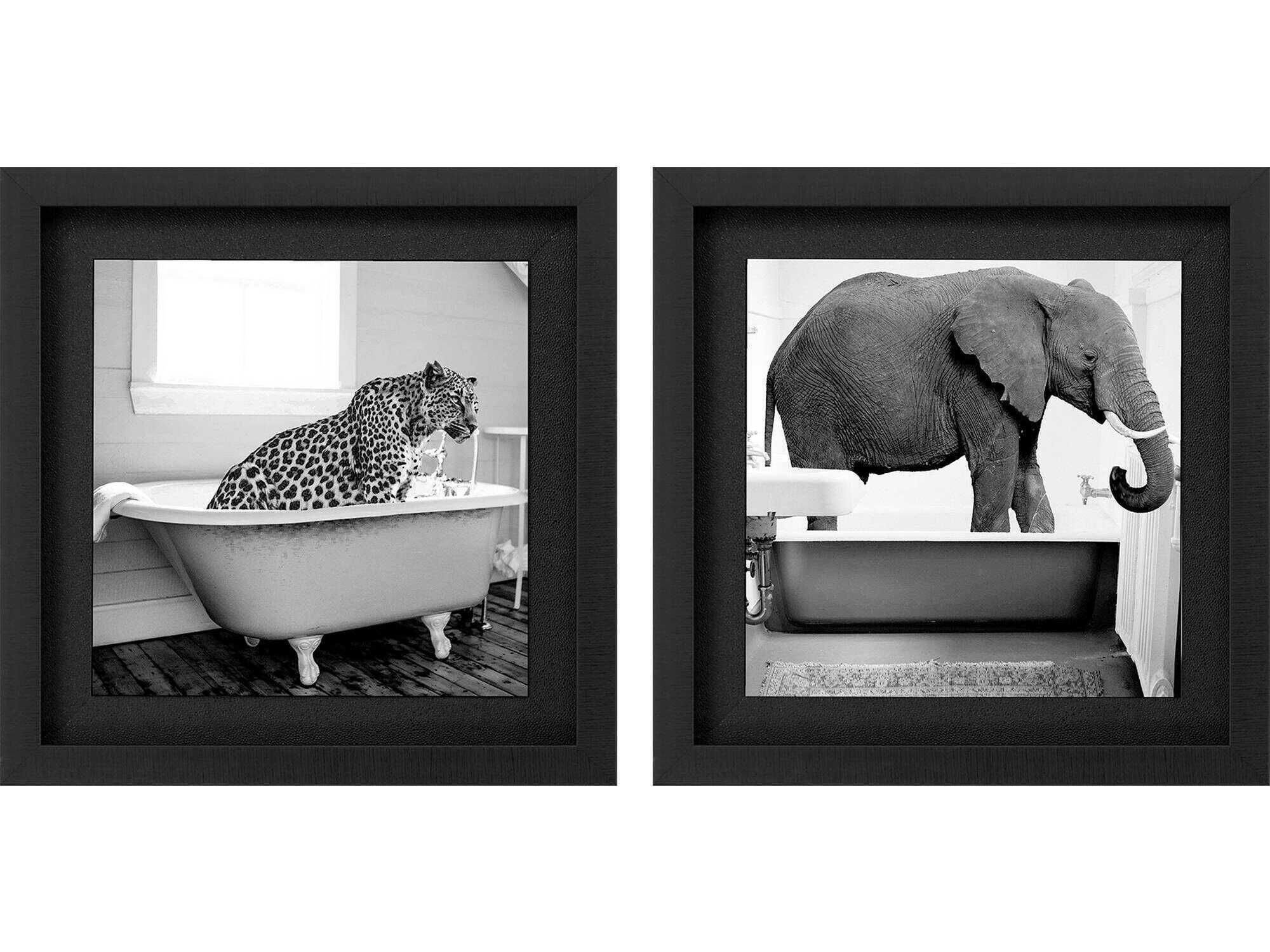 Paragon Animals Safari Bath-II Wall Art Set of 2