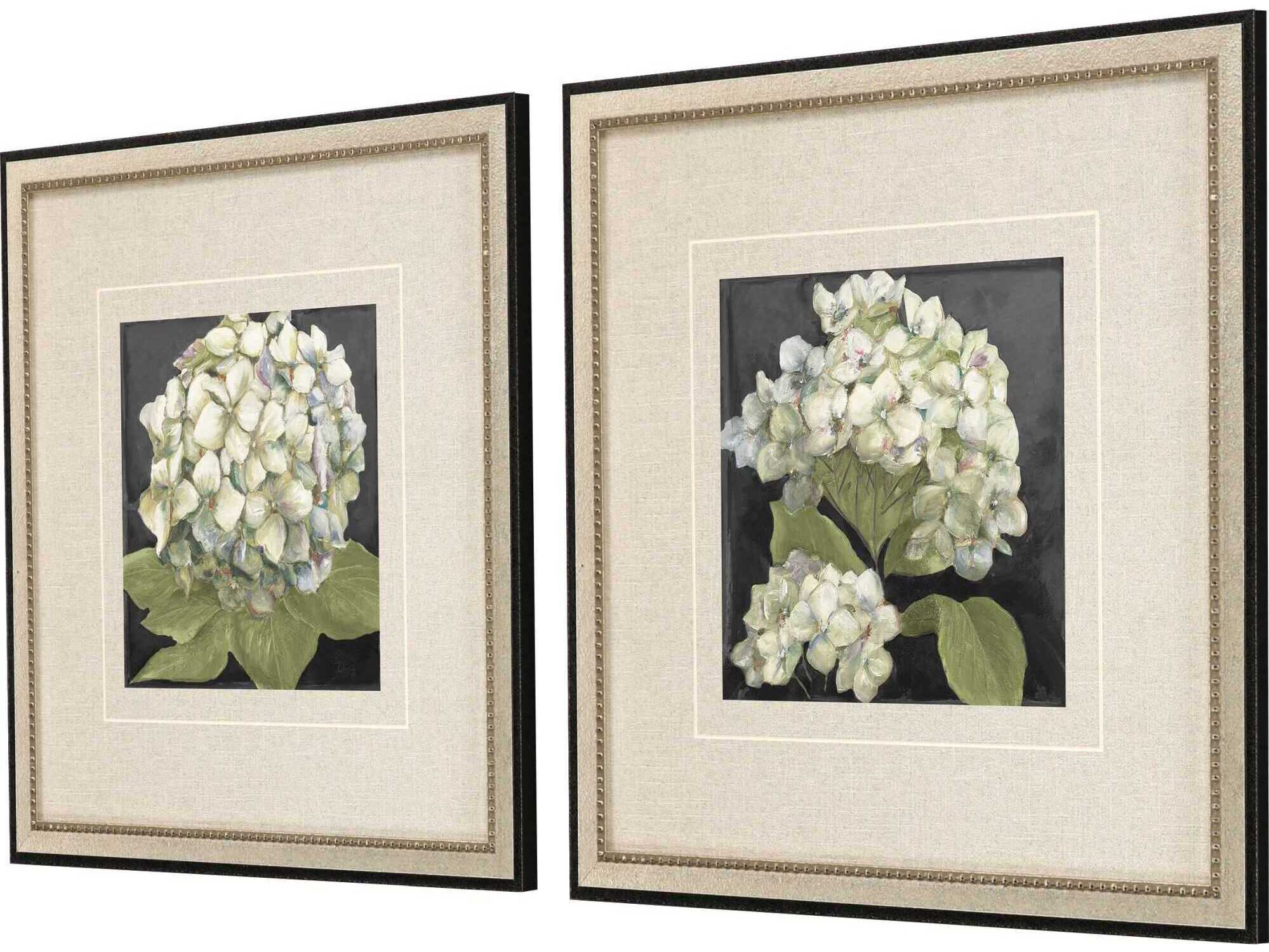 Paragon Florals Hydrangeas on Black Wall Art Set of 2