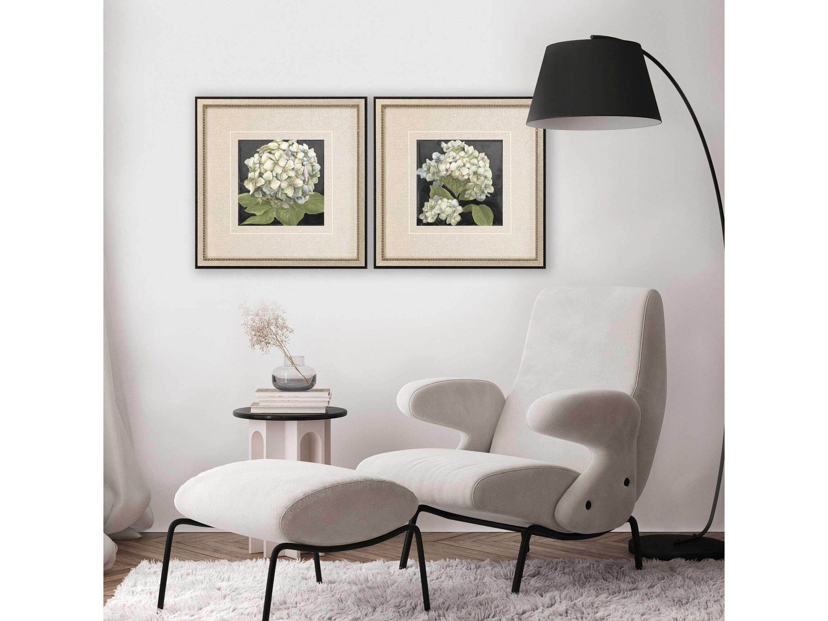 Paragon Florals Hydrangeas on Black Wall Art Set of 2