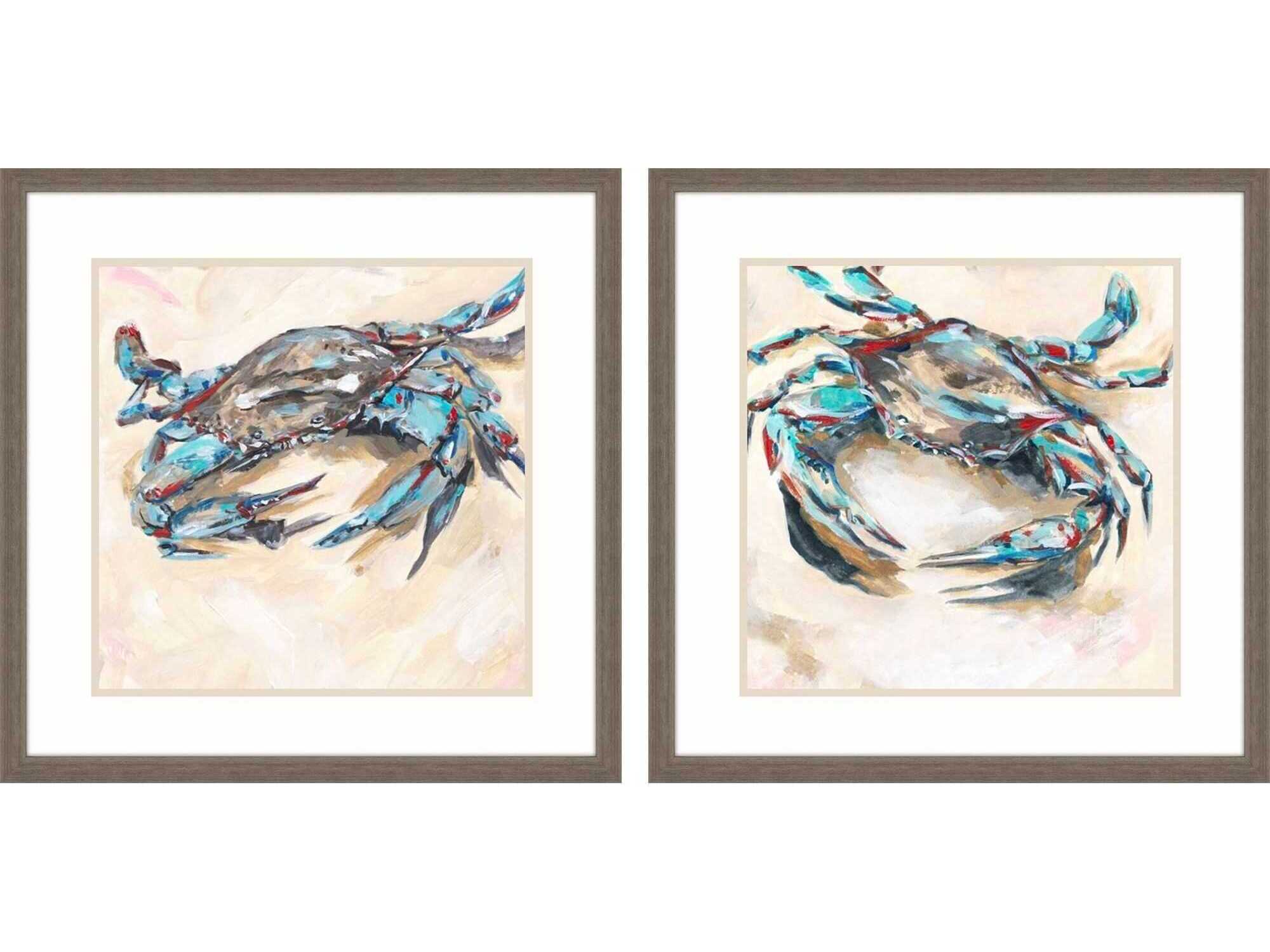 Paragon Blue and Red Crab Wall Art Set of 2