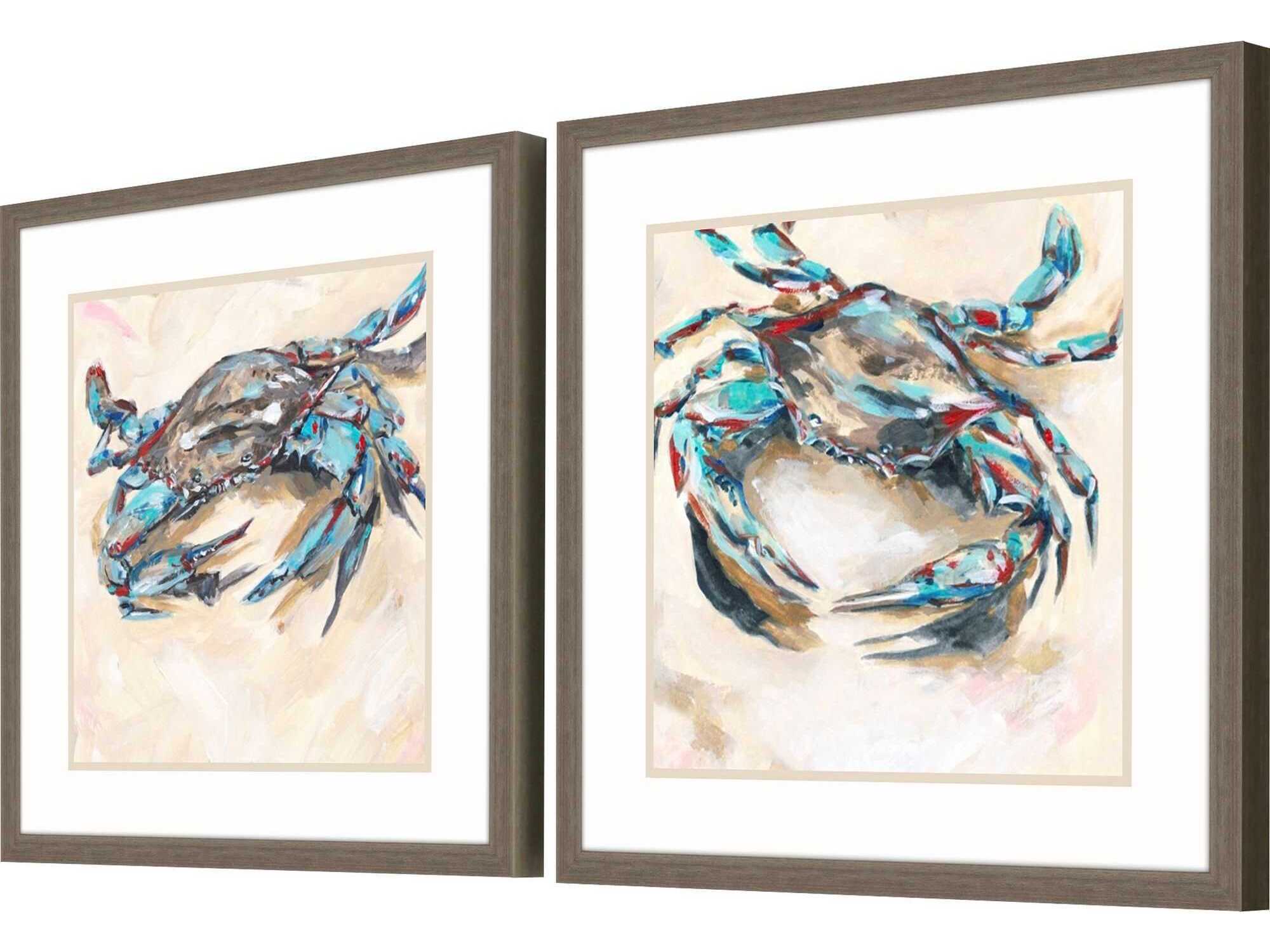 Paragon Blue and Red Crab Wall Art Set of 2