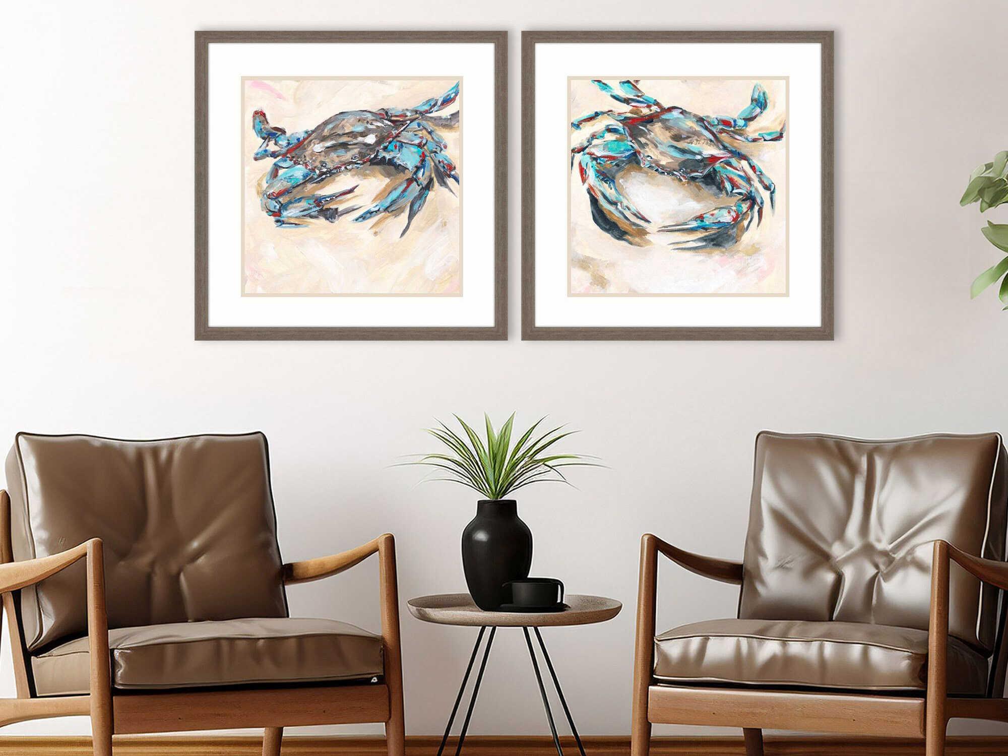 Paragon Blue and Red Crab Wall Art Set of 2