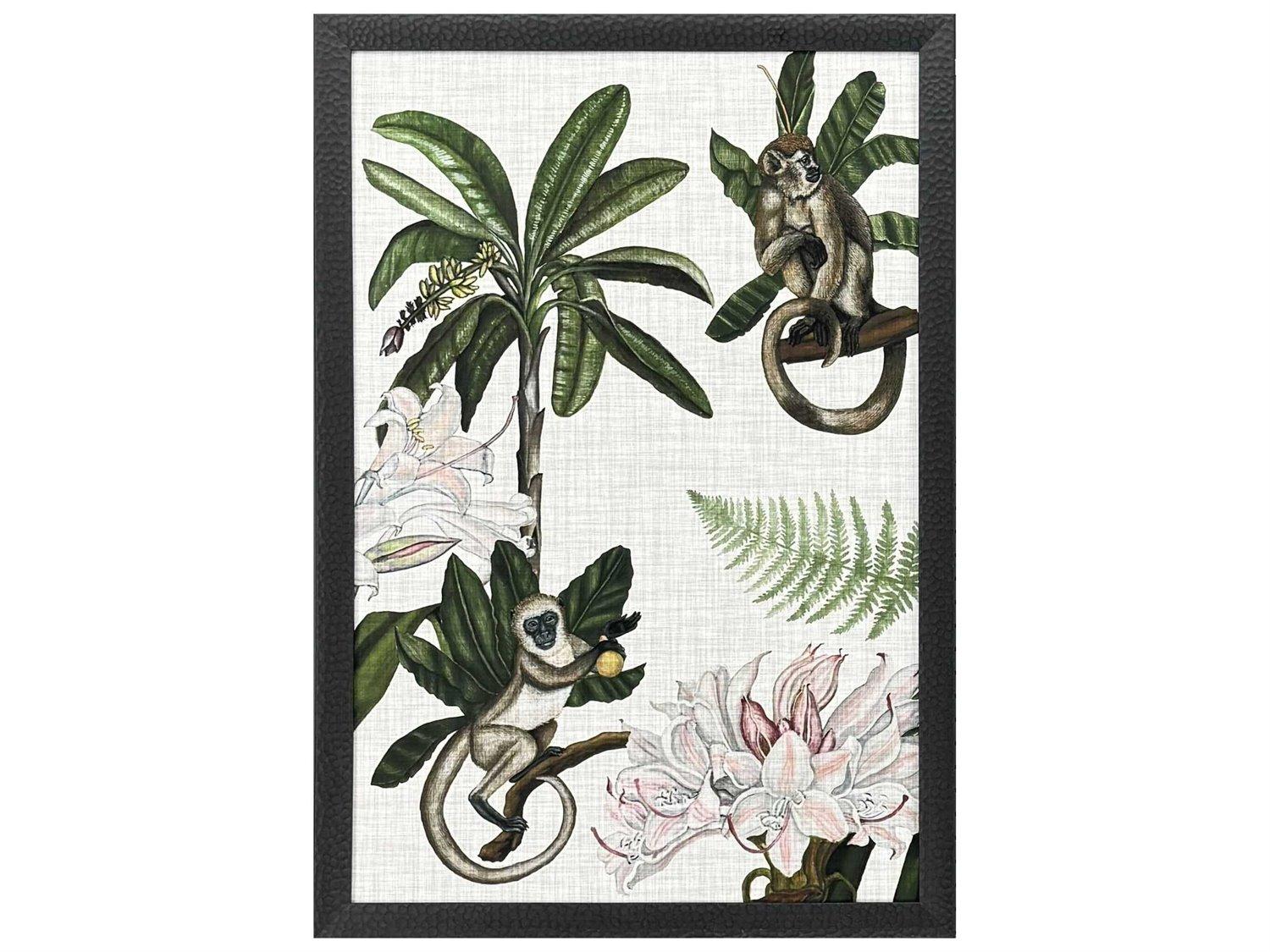 Paragon Animals Monkey on Linen-I Wall Art