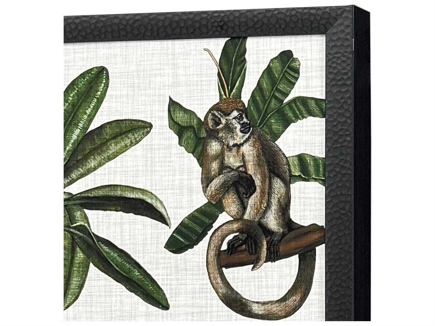 Paragon Animals Monkey on Linen-I Wall Art